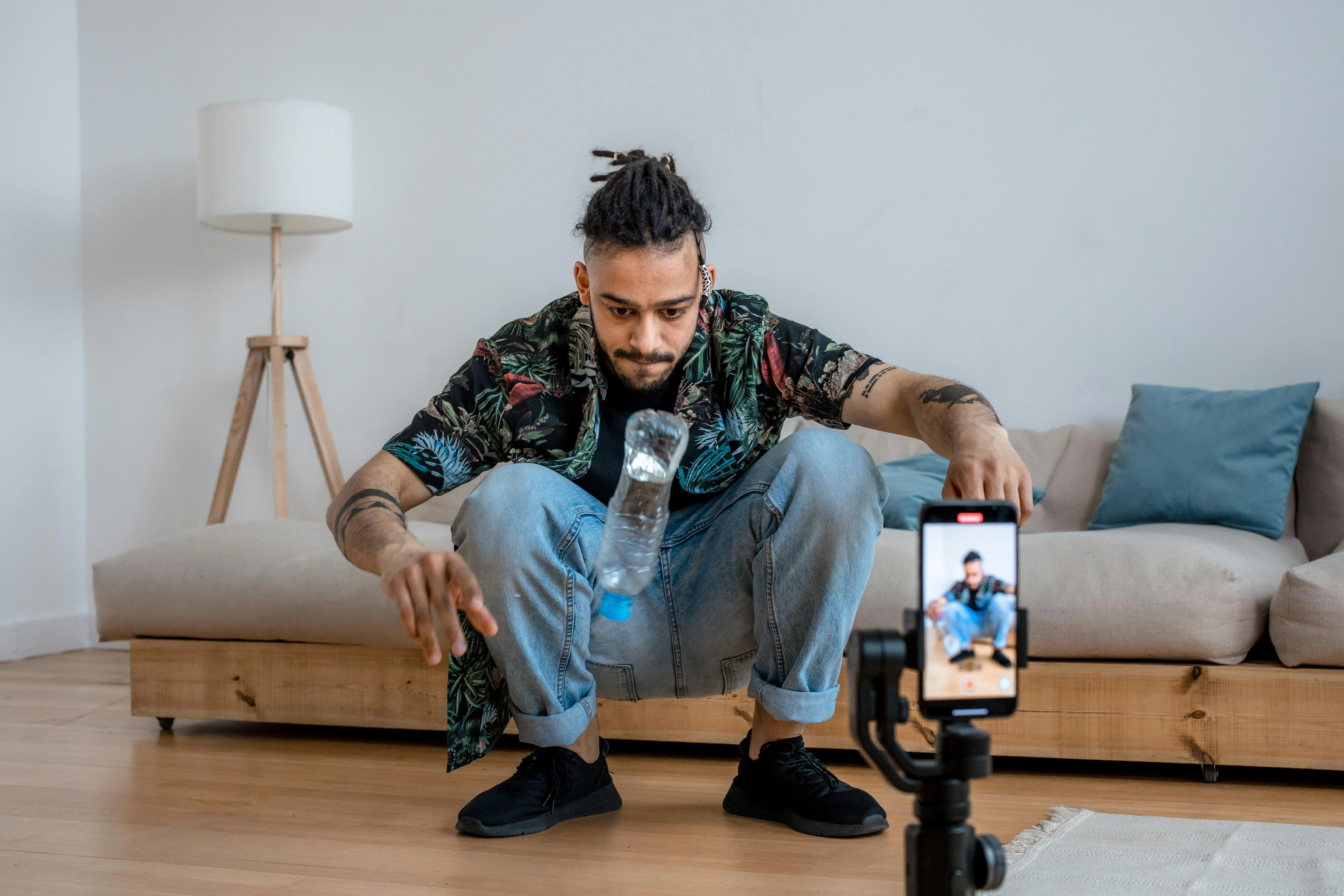 Trendy Creator Filming Bottle Challenge Trendy Creator Filming Bottle Challenge