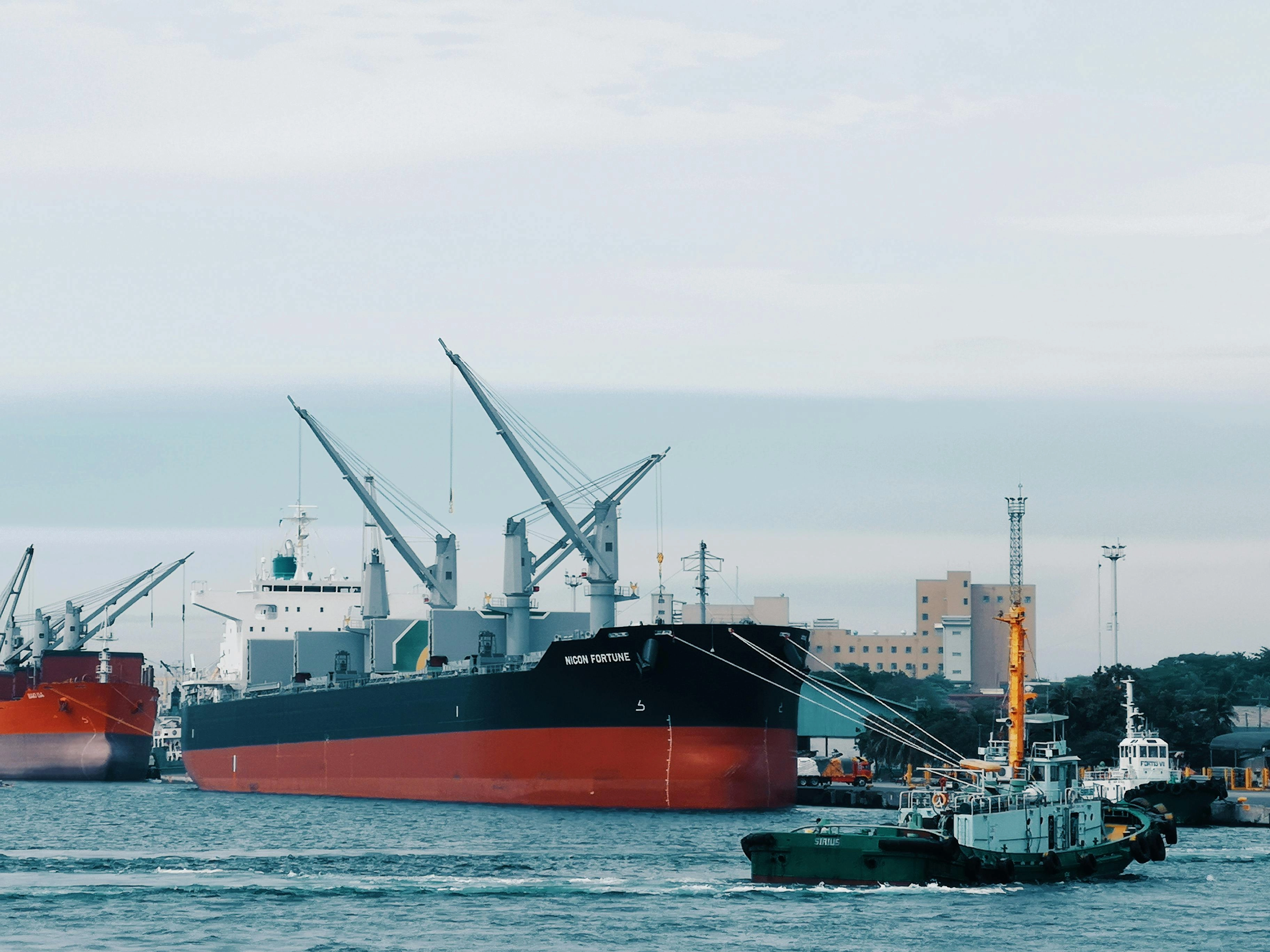 Busy Industrial Harbor Scene