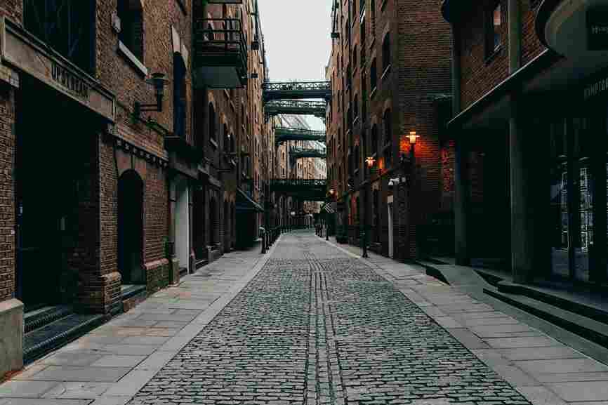 Cobblestone Alley with Bridges