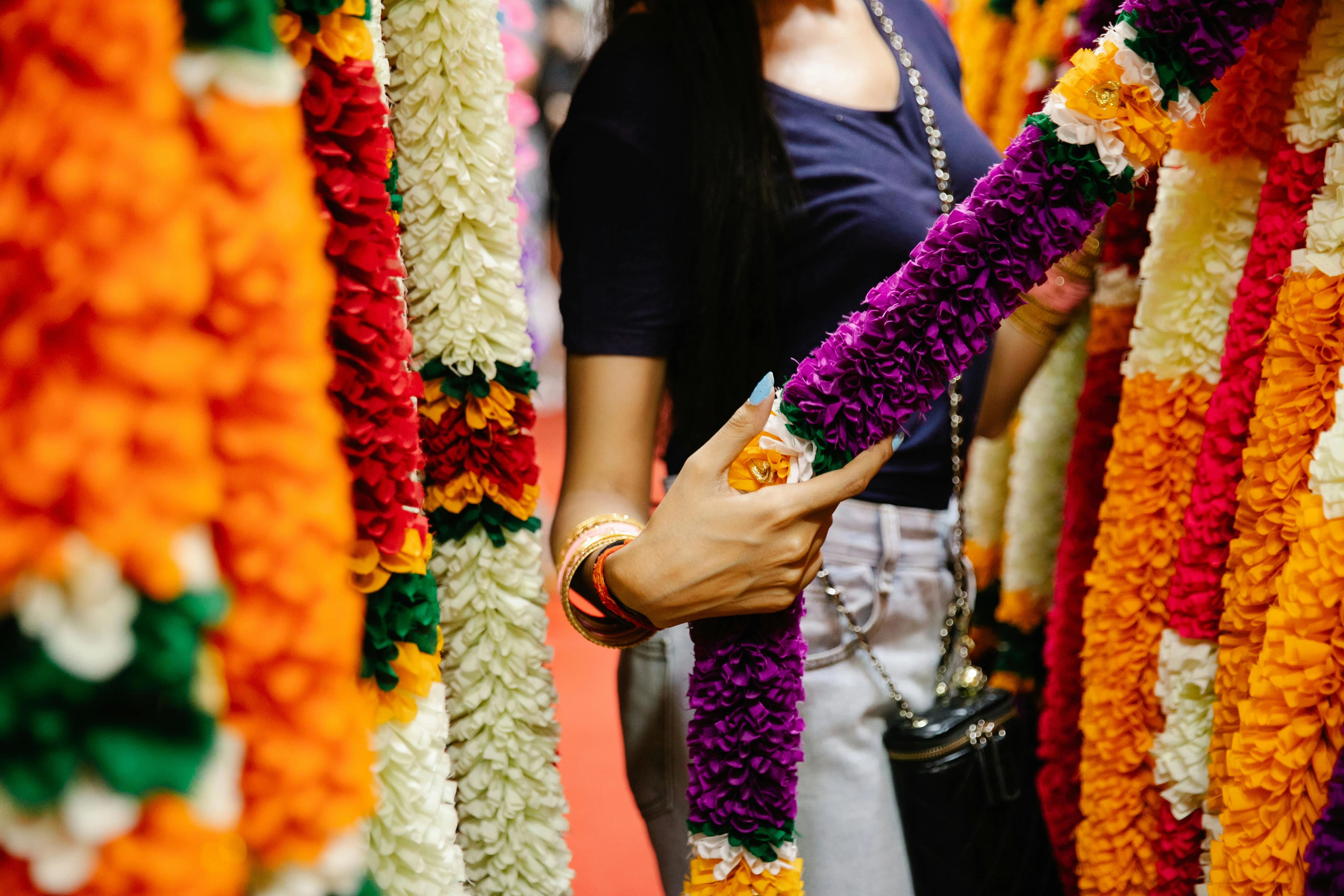 Colorful Indian Flower Garlands Colorful Indian Flower Garlands