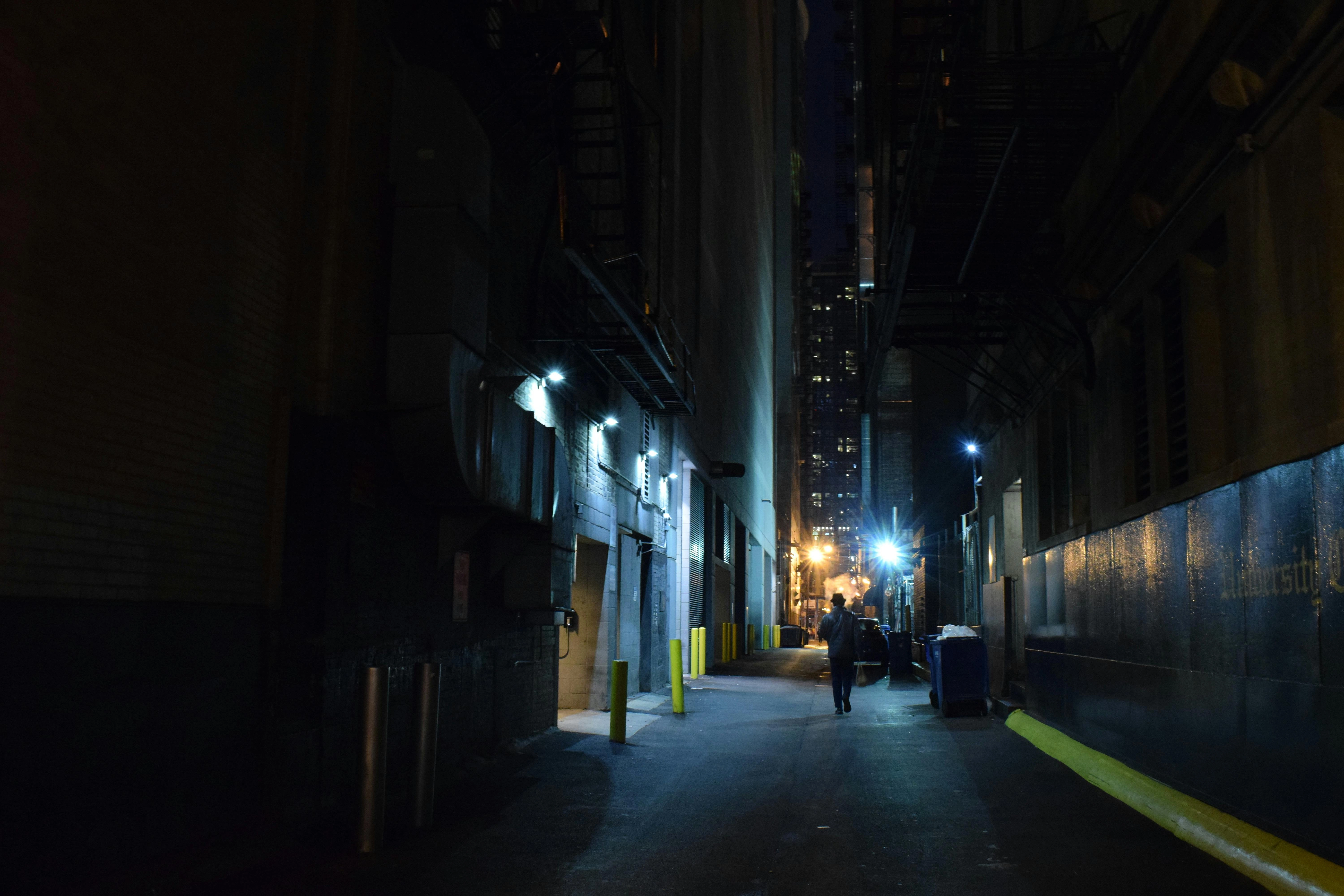 Nocturnal Urban Alleyway Scene