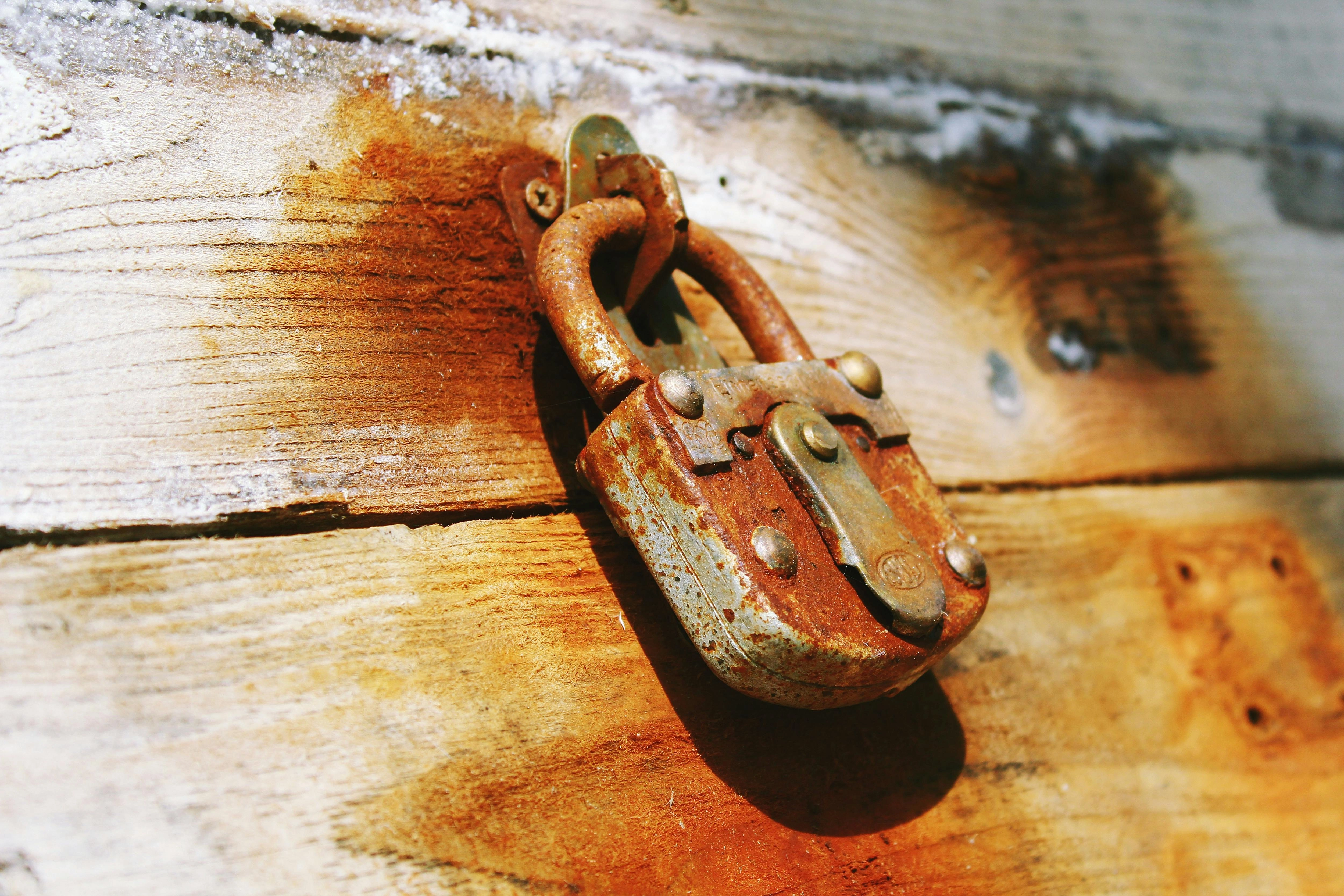 Rusty Lock on Wood Rusty Lock on Wood