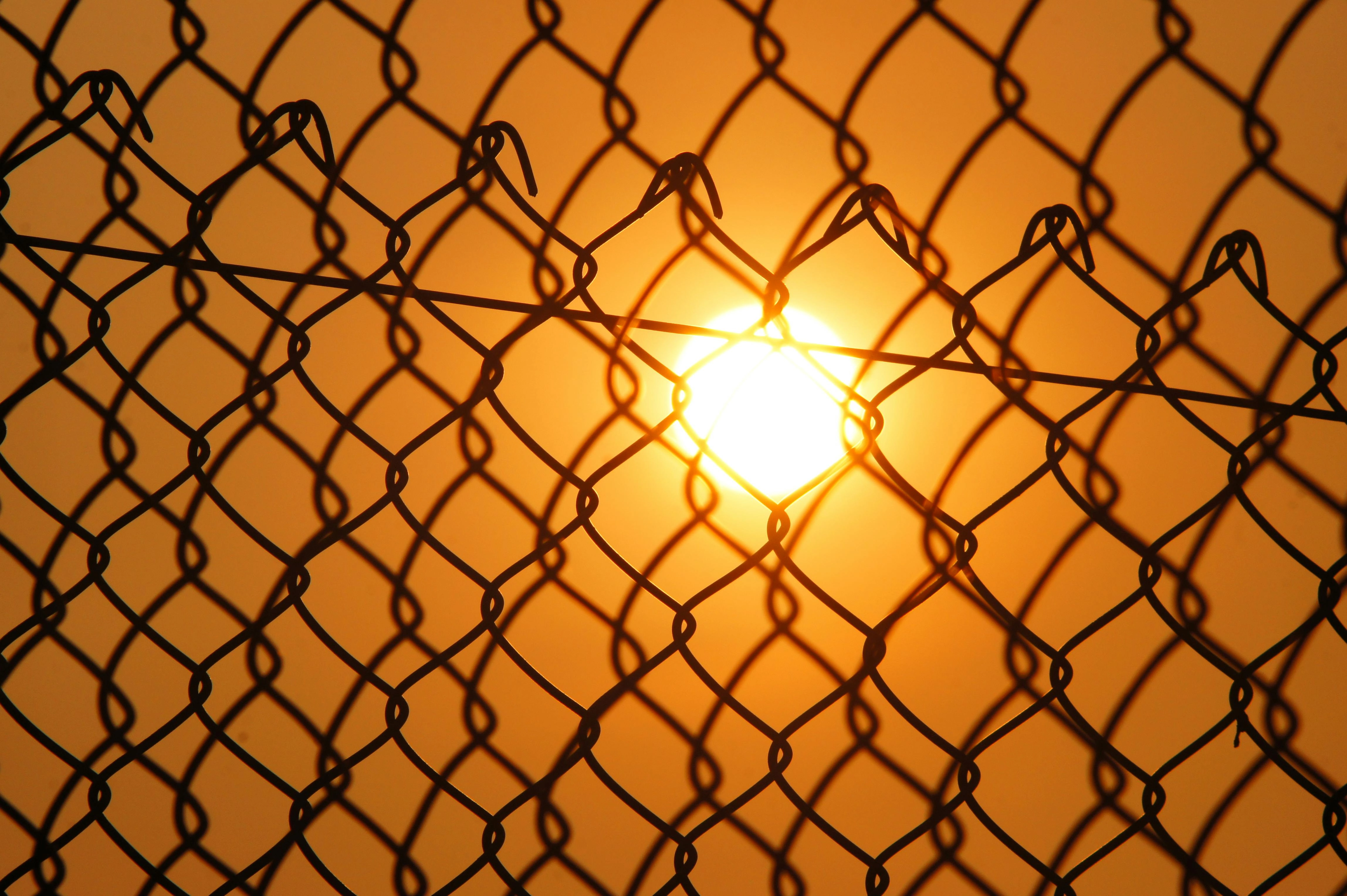 Sunset Through Chain-Link Fence