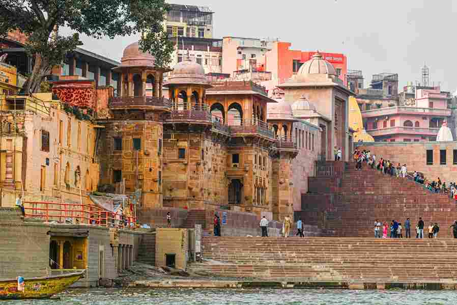 Varanasi Ghats Riverfront Scene Varanasi Ghats Riverfront Scene