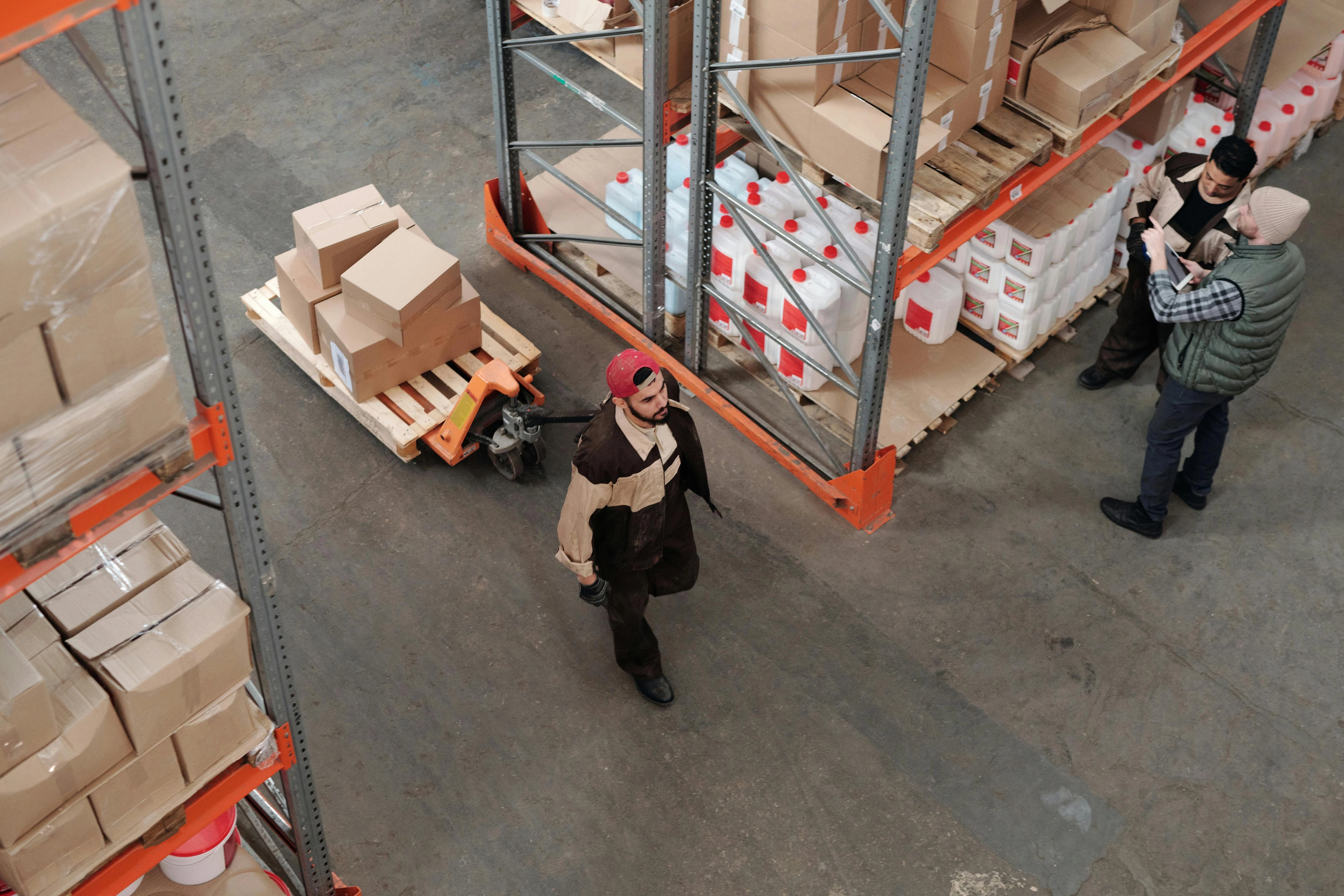 Warehouse inventory management scene