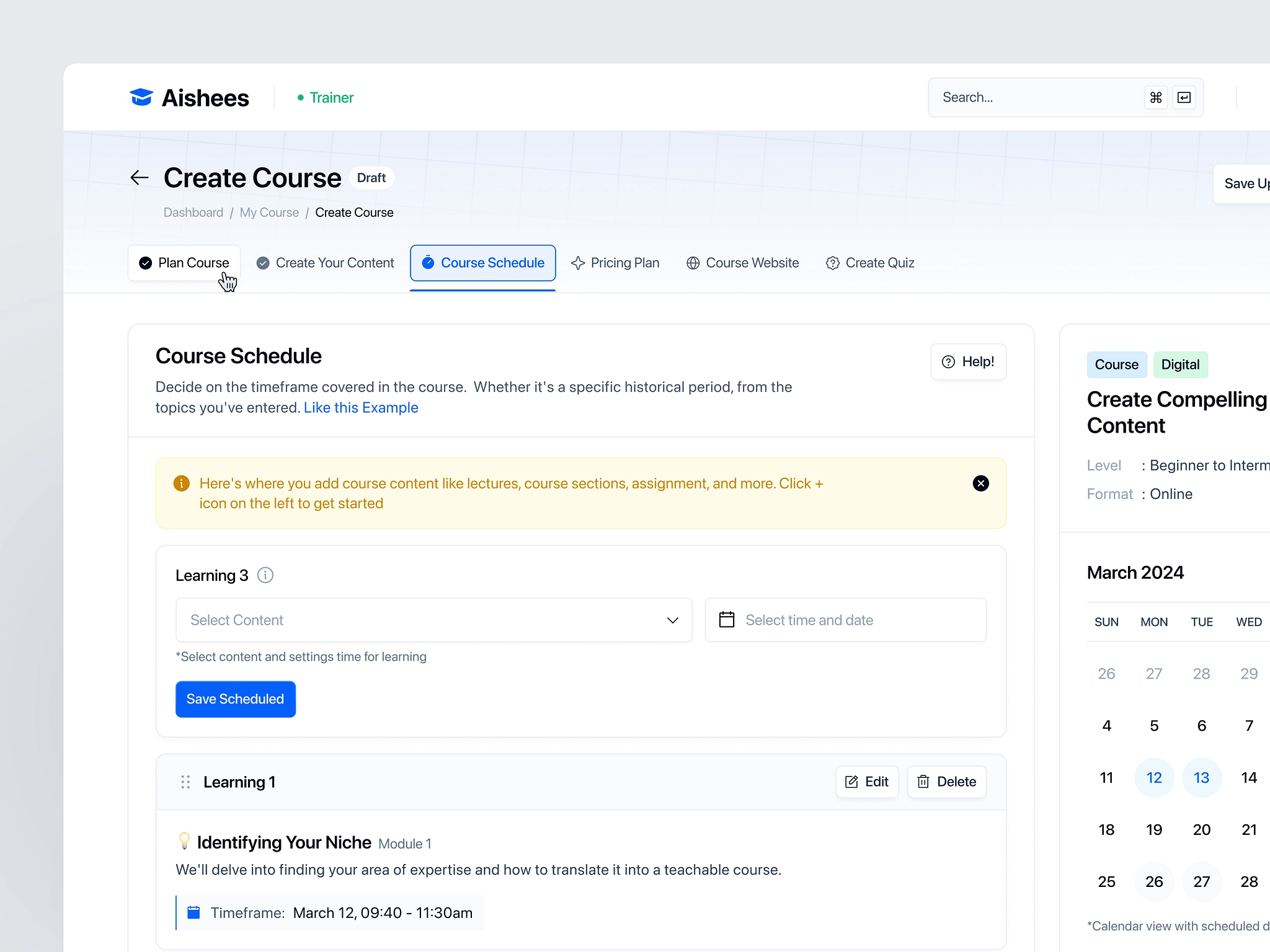 Interactive course modules
