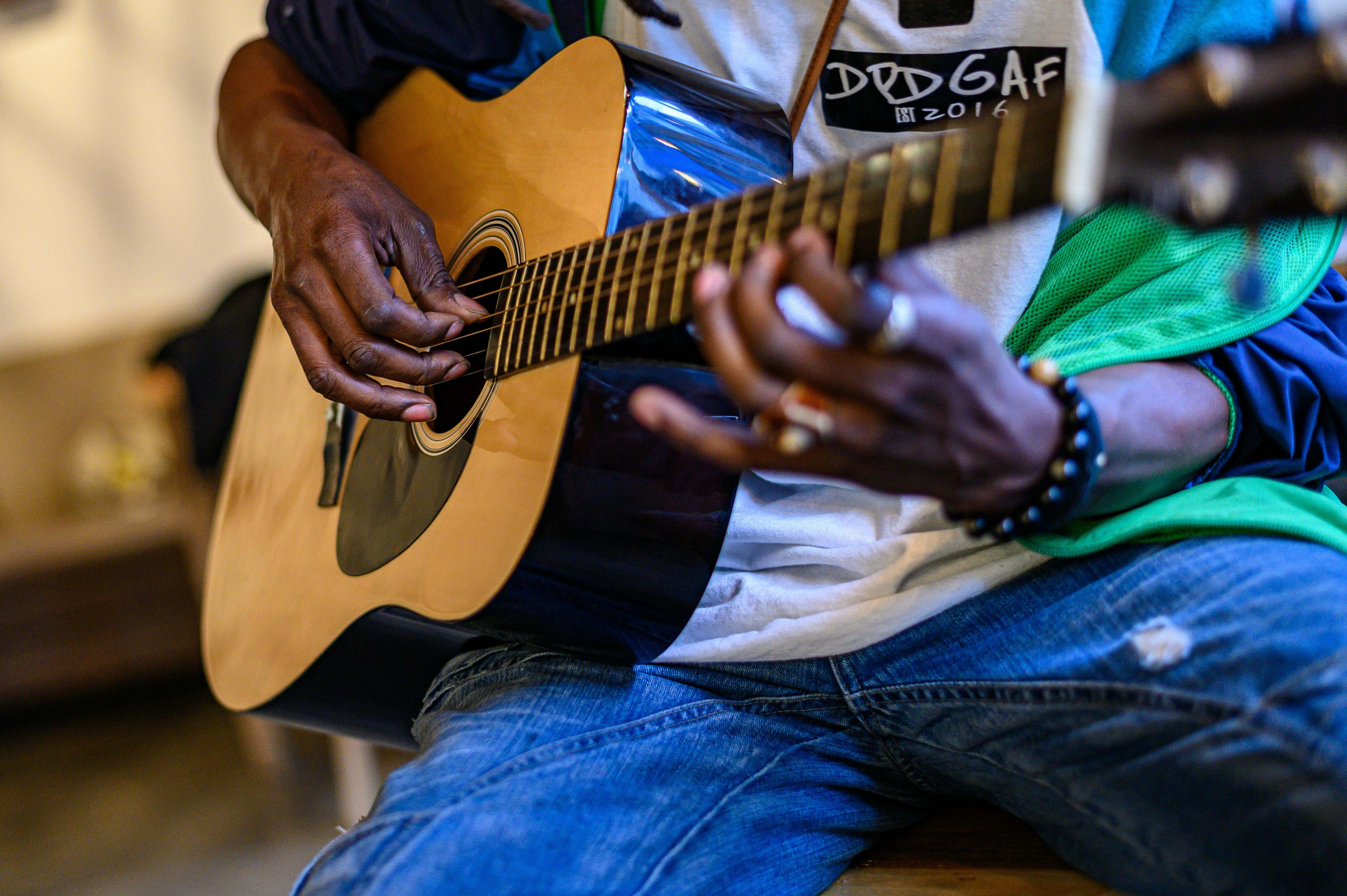 Acoustic Guitar Performing Music