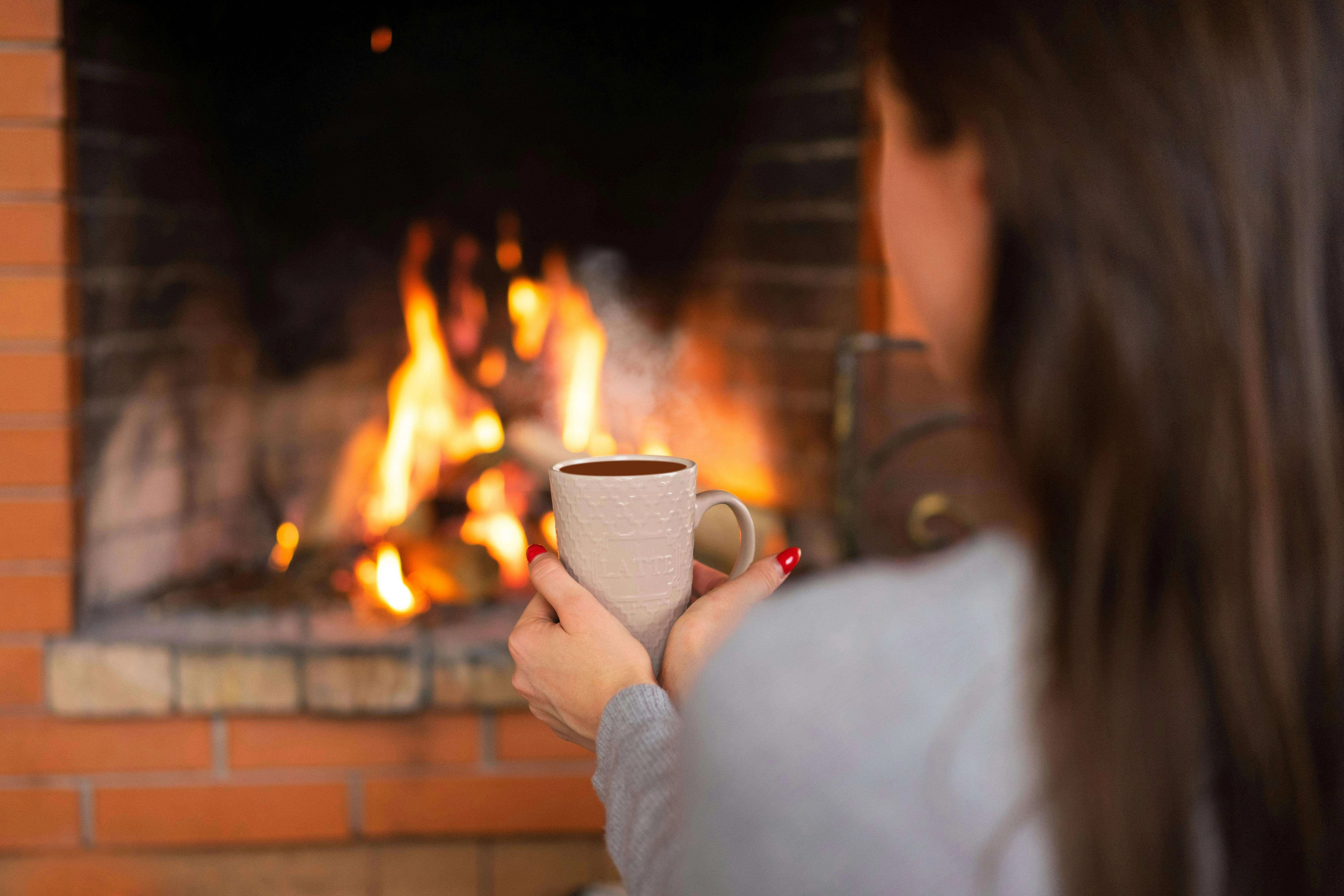 Cozy Fireplace Coffee Moment Cozy Fireplace Coffee Moment