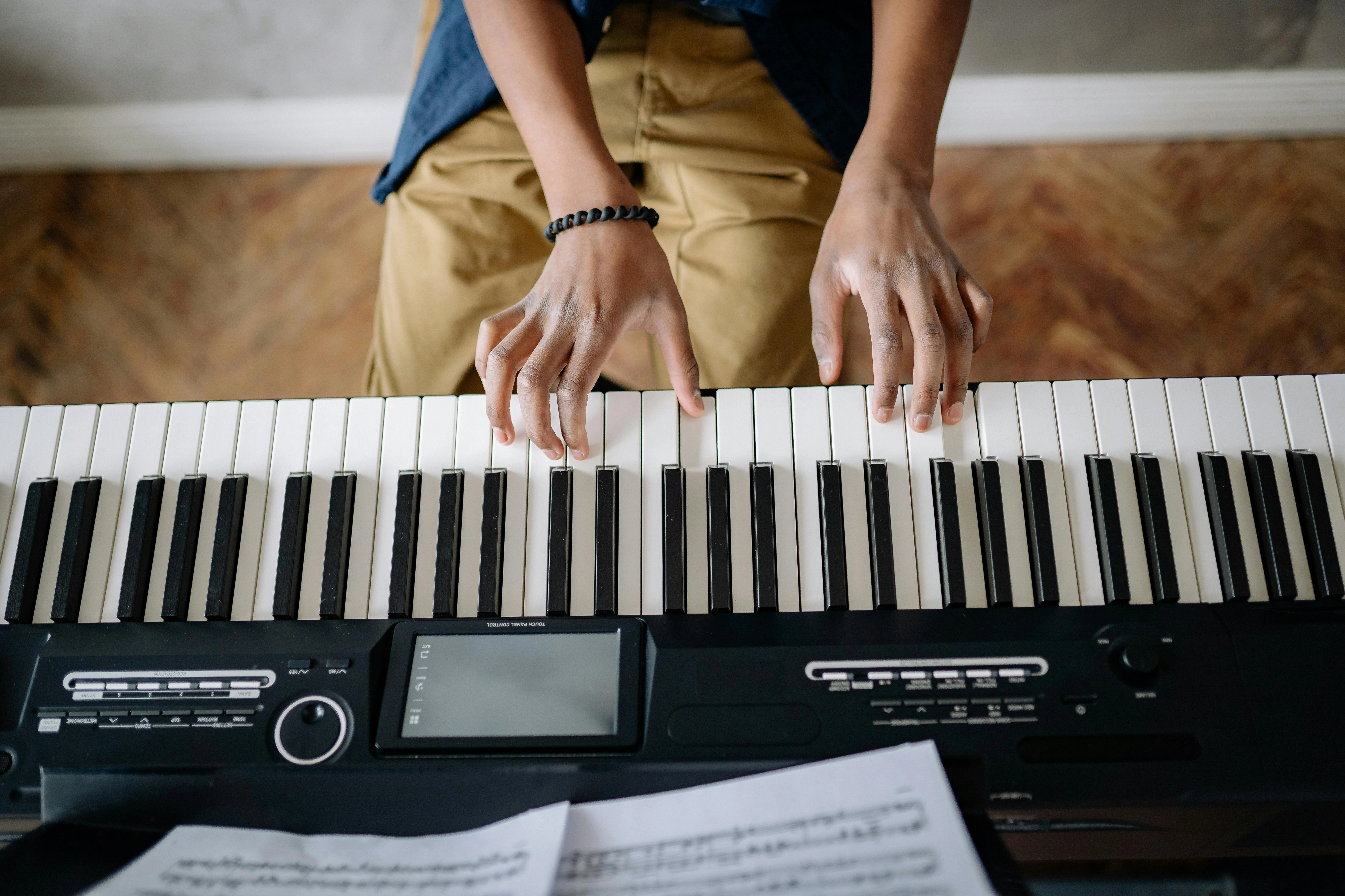 Hands Playing Digital Piano Hands Playing Digital Piano