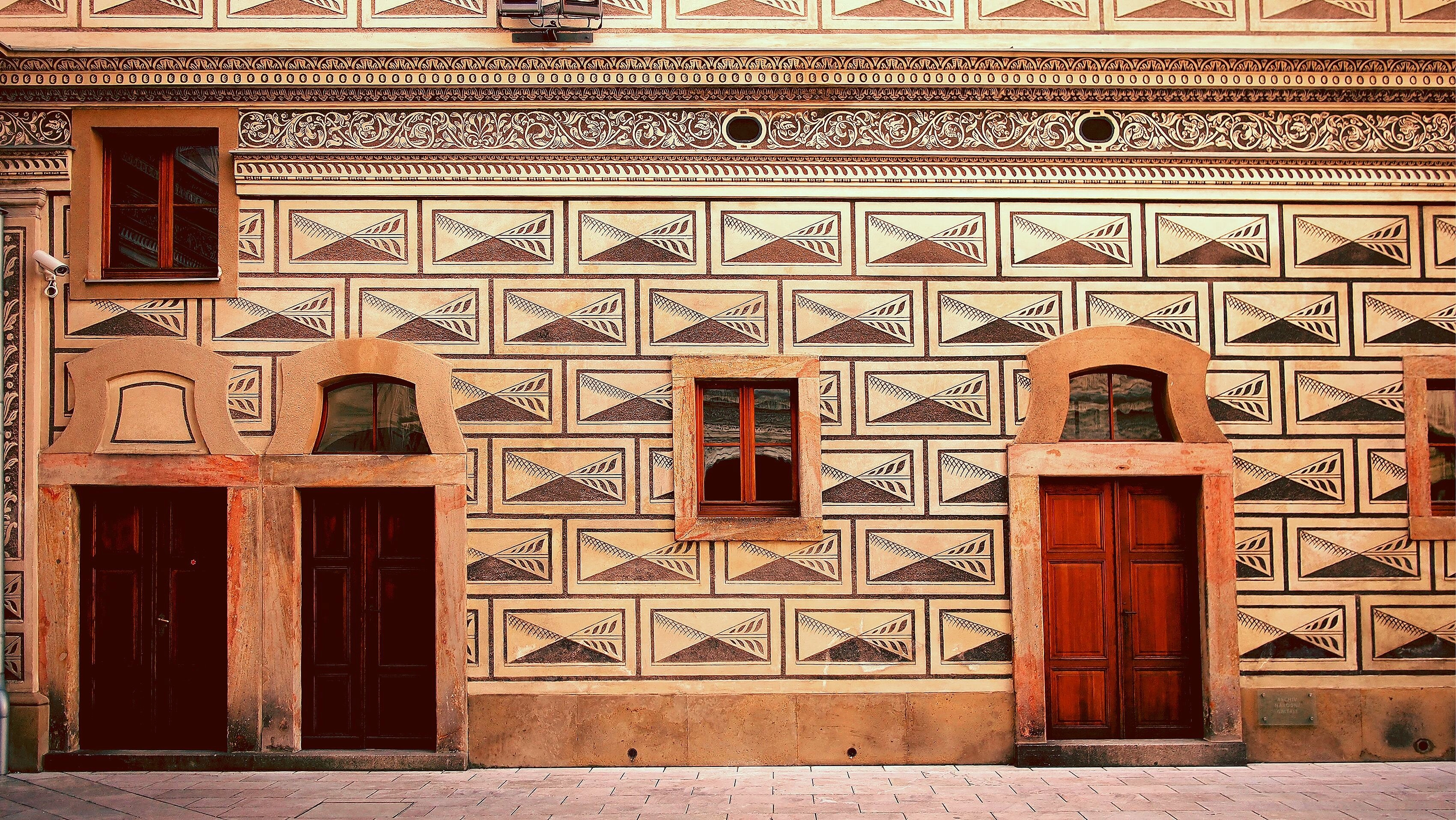Retro Geometric Building Facade Retro Geometric Building Facade