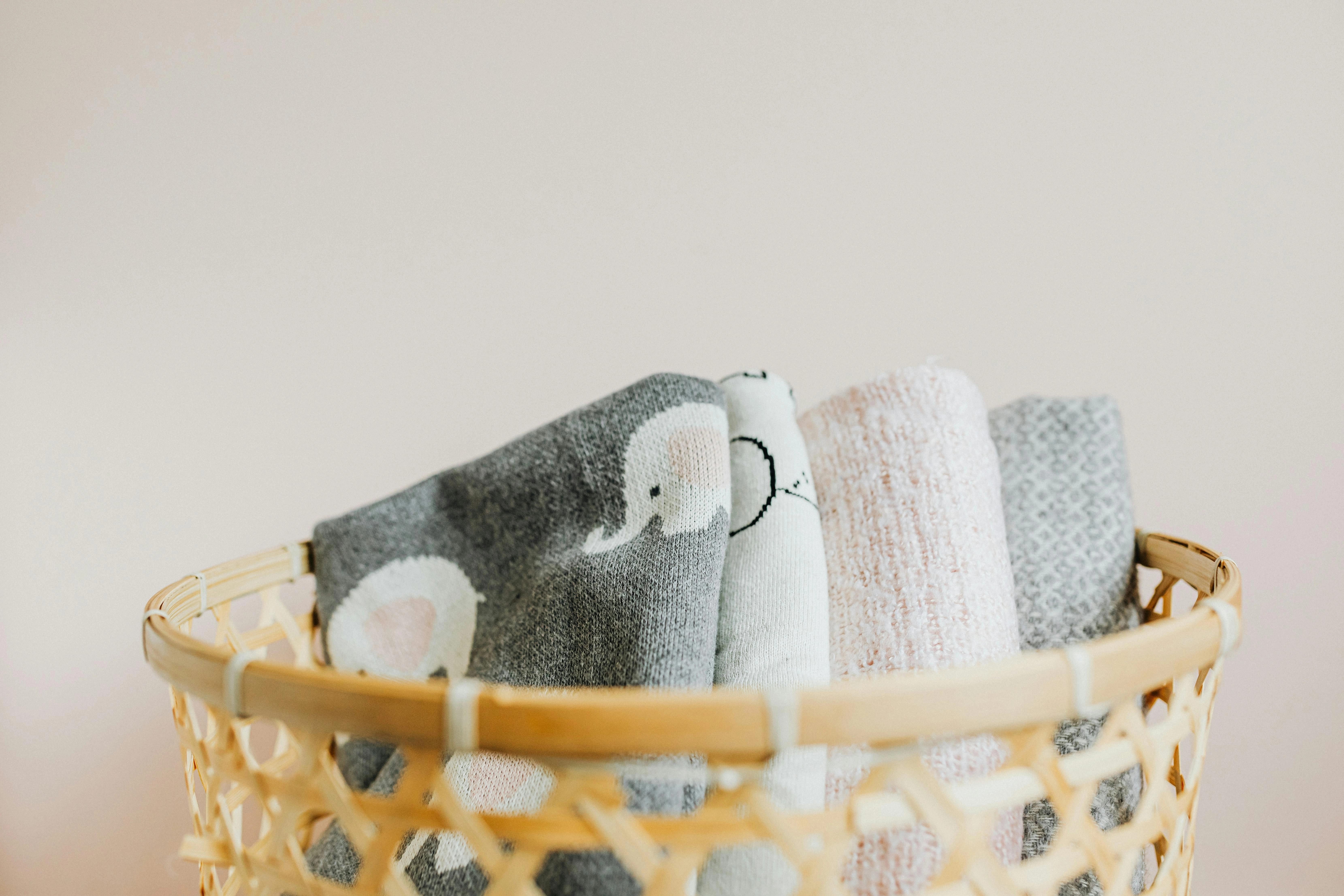 Soft Baby Blankets in Basket Soft Baby Blankets in Basket