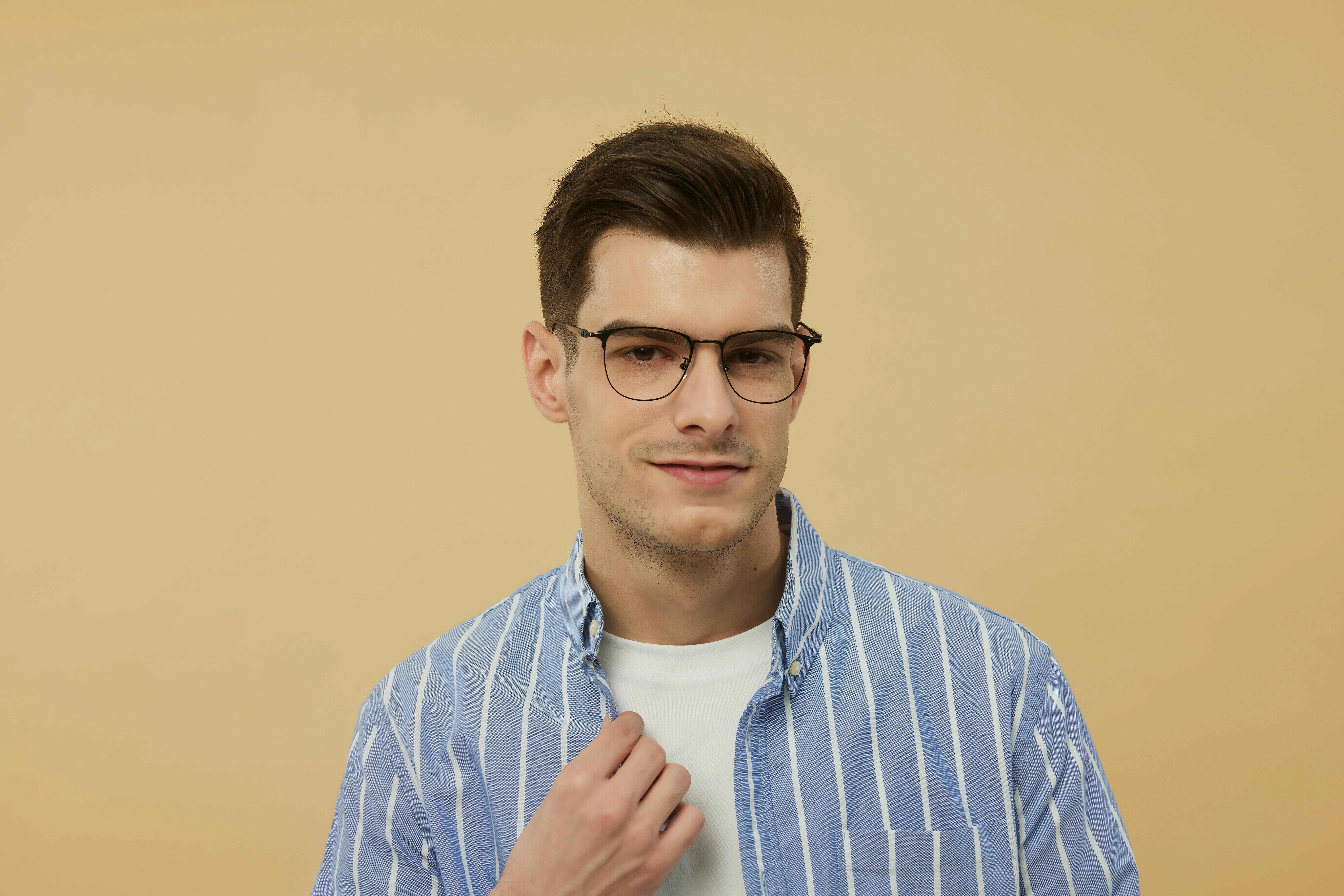 Stylish Man in Striped Shirt Stylish Man in Striped Shirt
