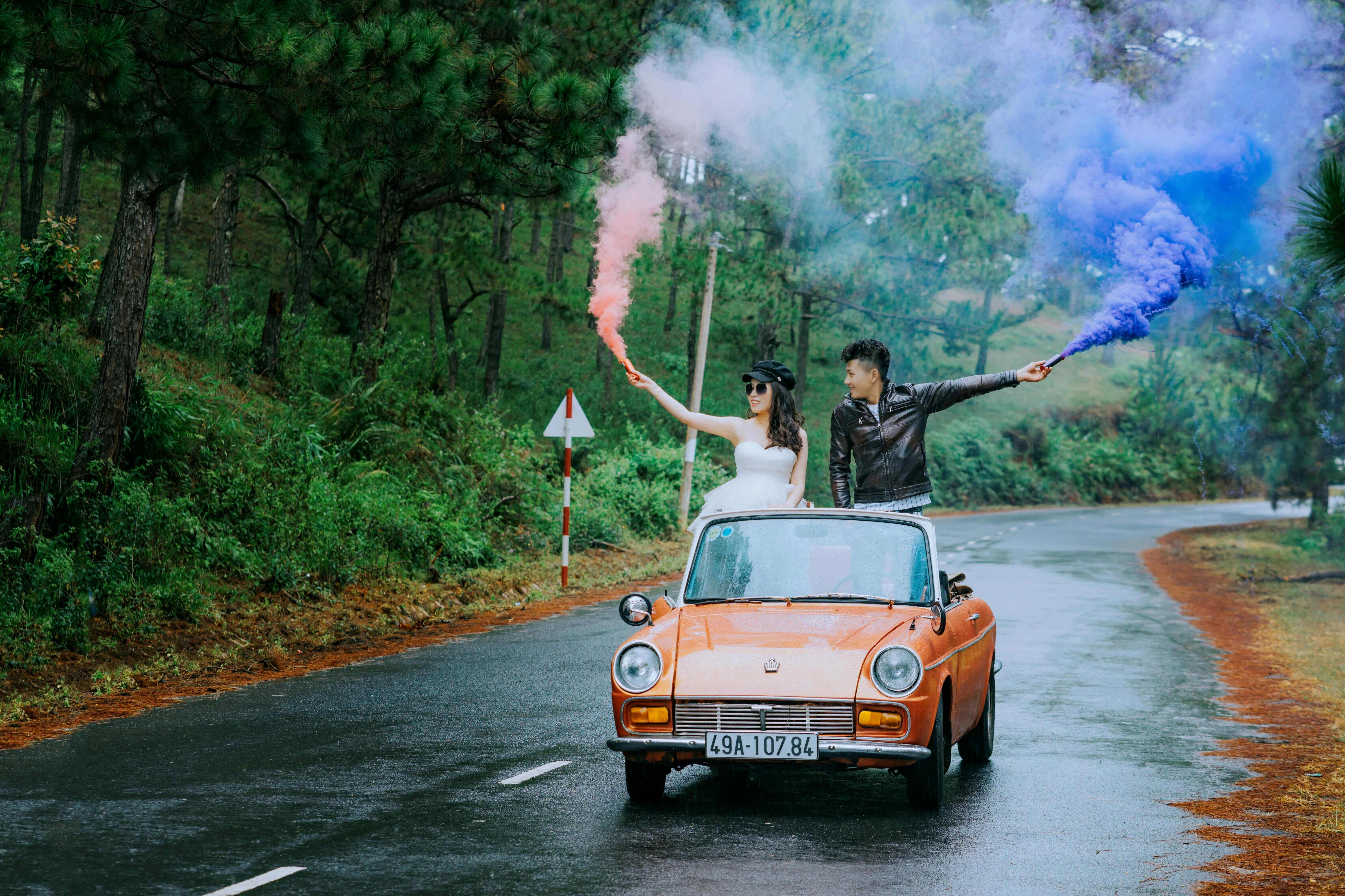 Colorful Vintage Car Adventure