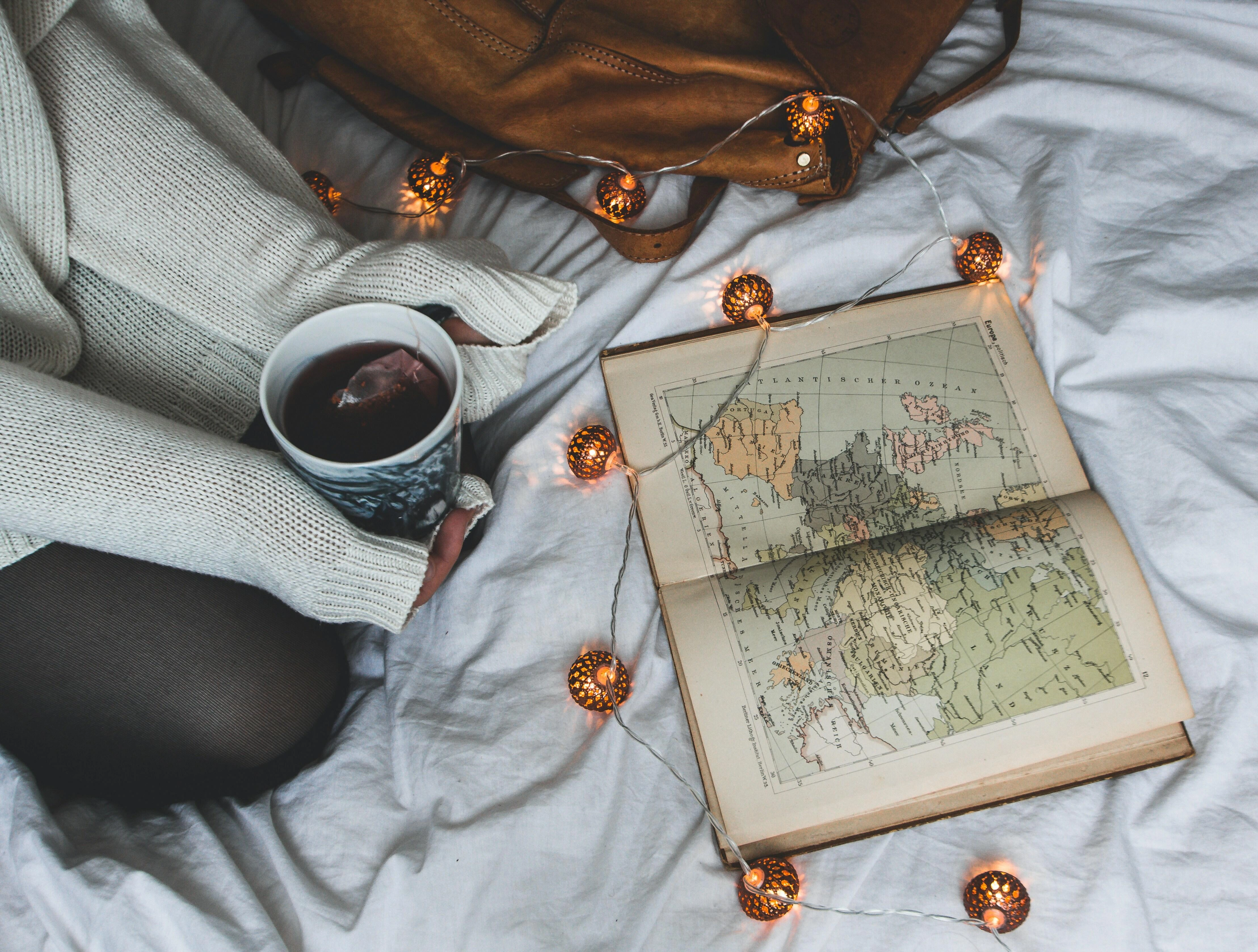 Cozy travel planning scene Cozy travel planning scene