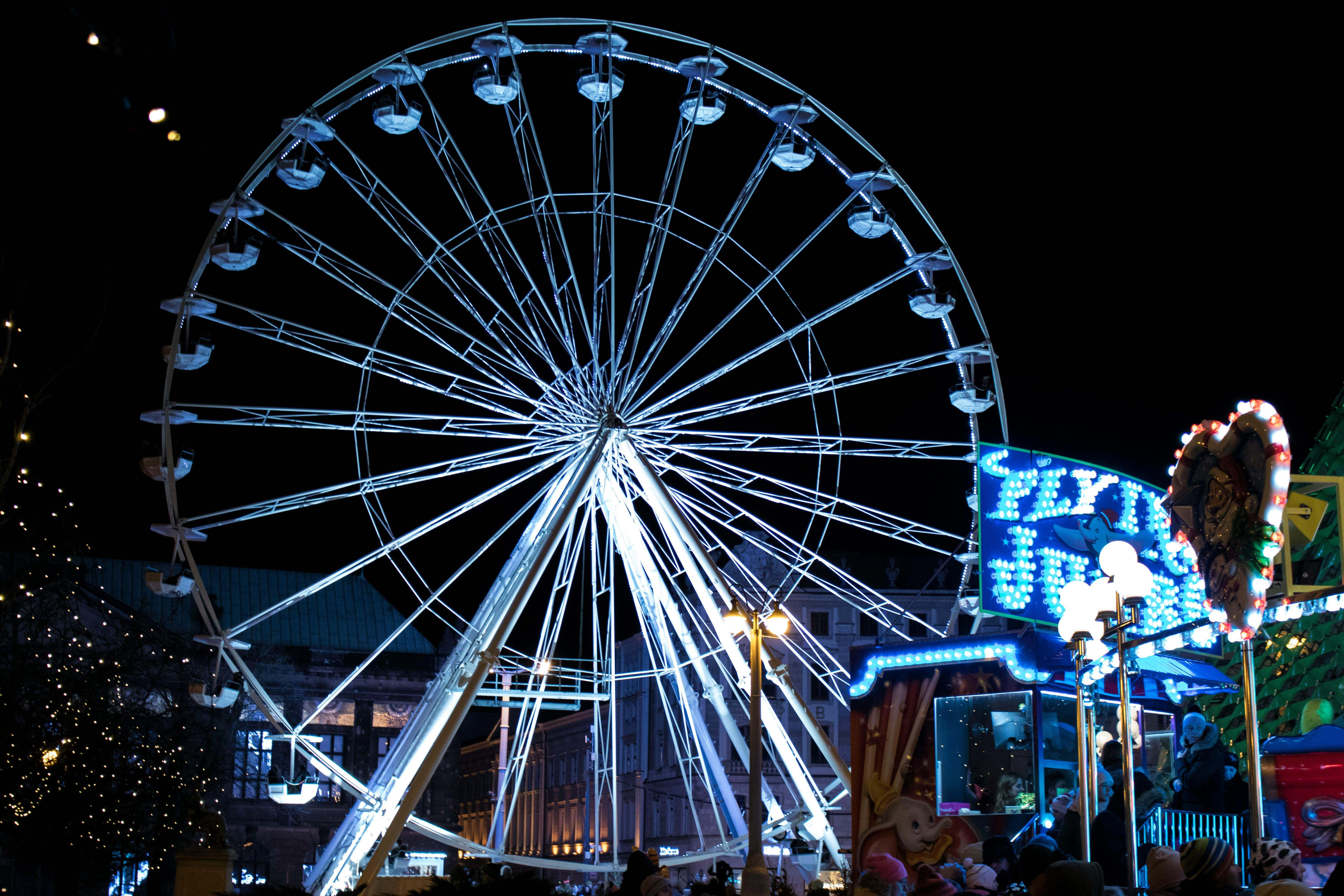 Illuminated Ferris Wheel Night