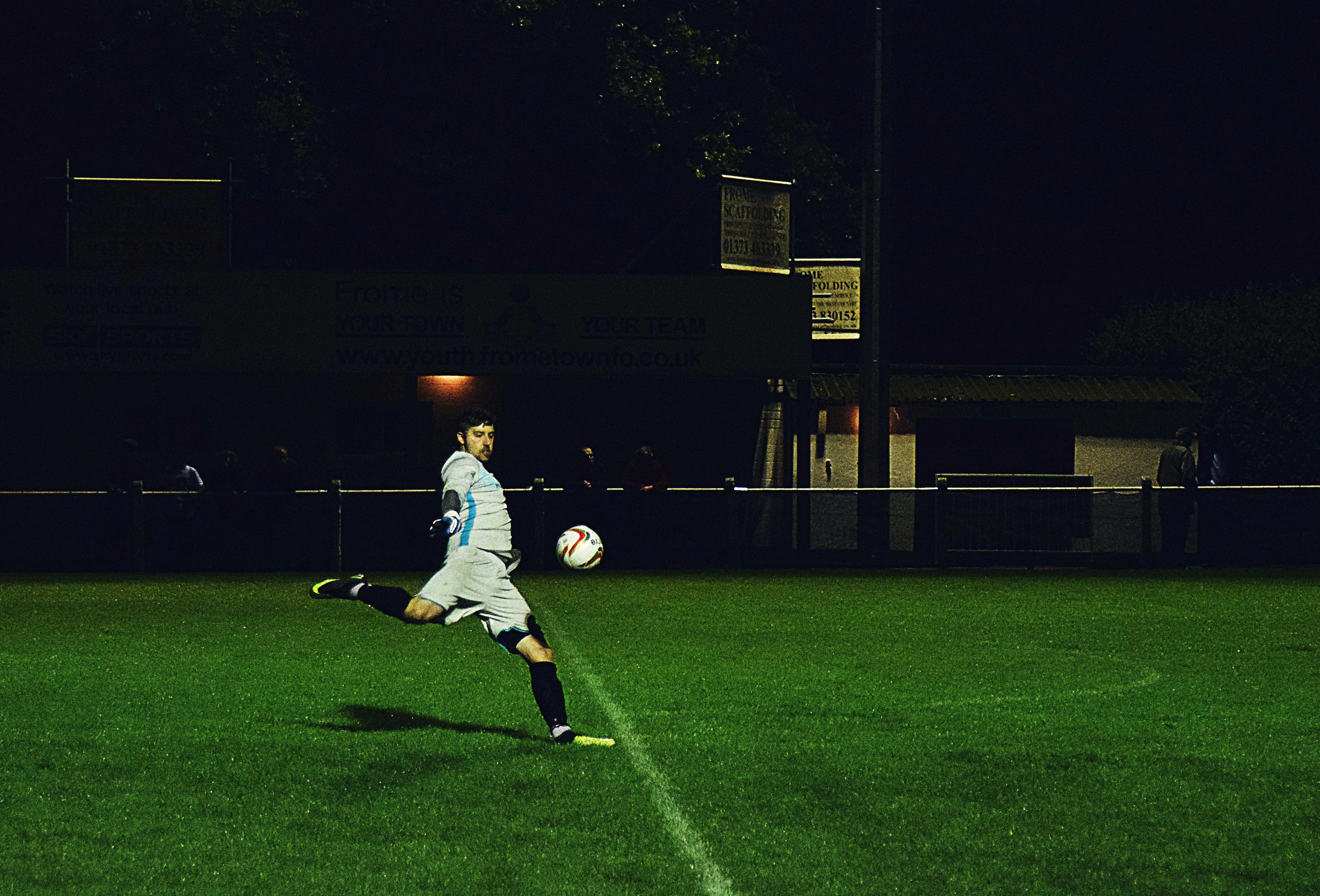 Night Soccer Player Kicking Ball Night Soccer Player Kicking Ball