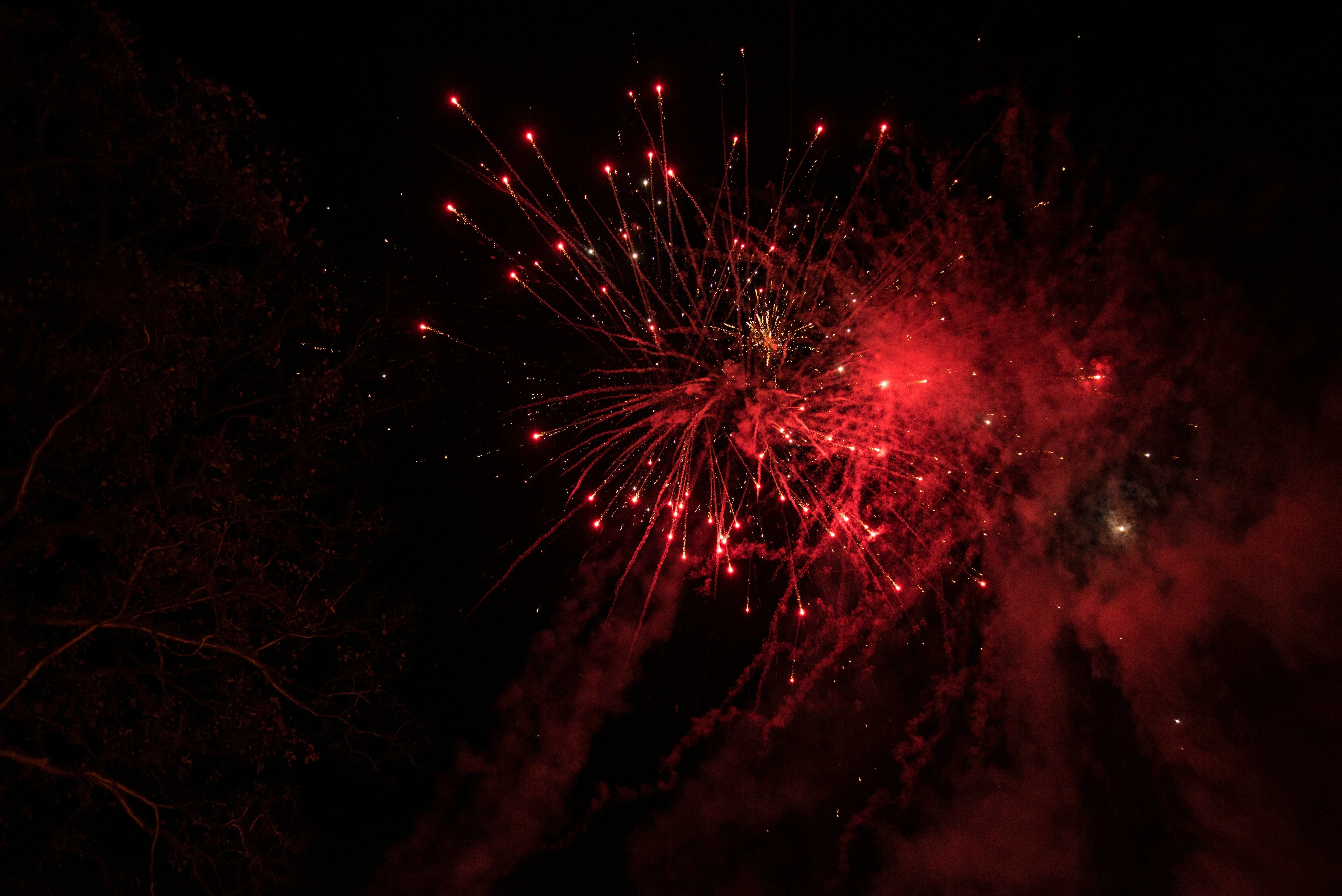 Vibrant Red Fireworks Display