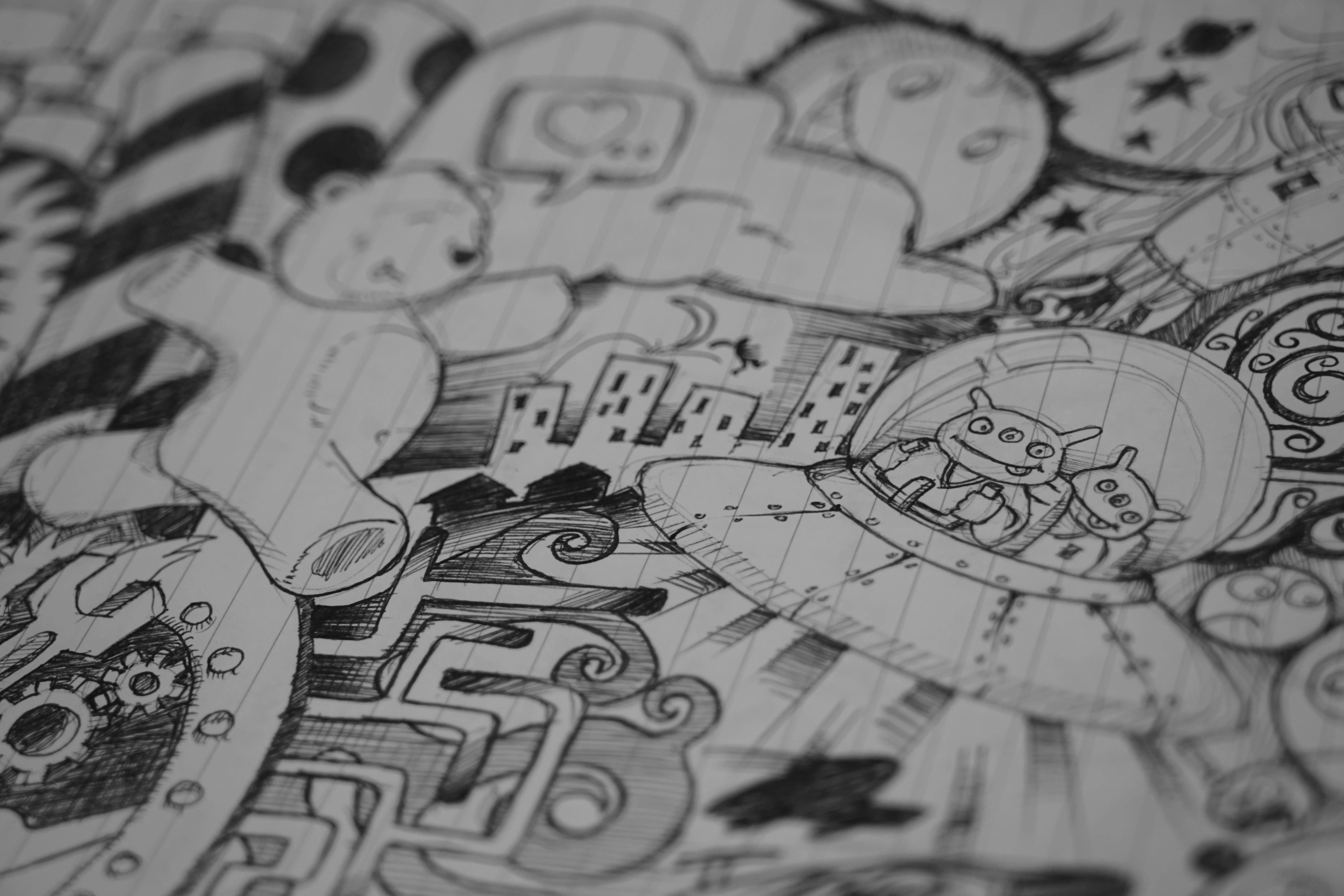 Whimsical Doodle Art Collage