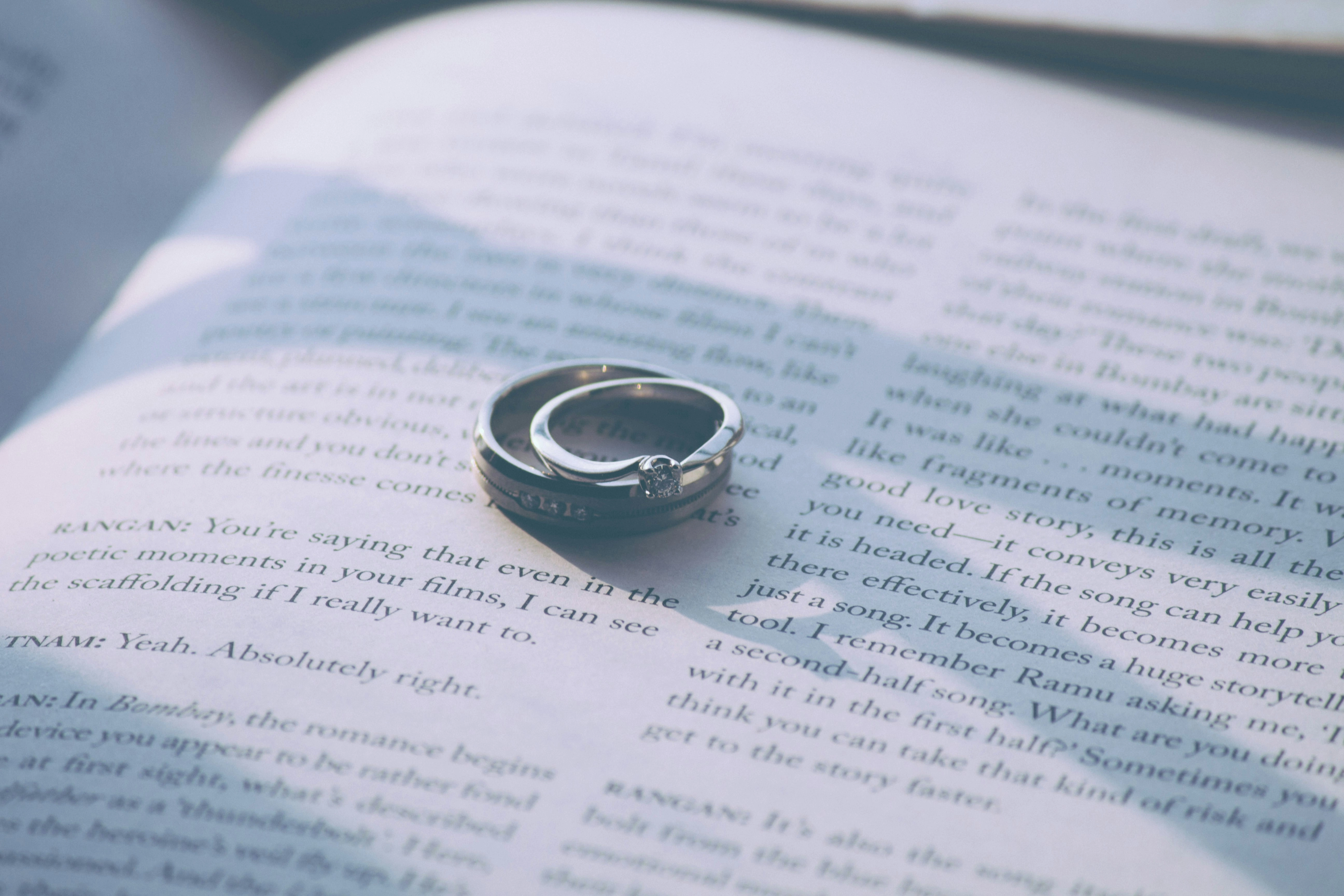 Wedding rings on book