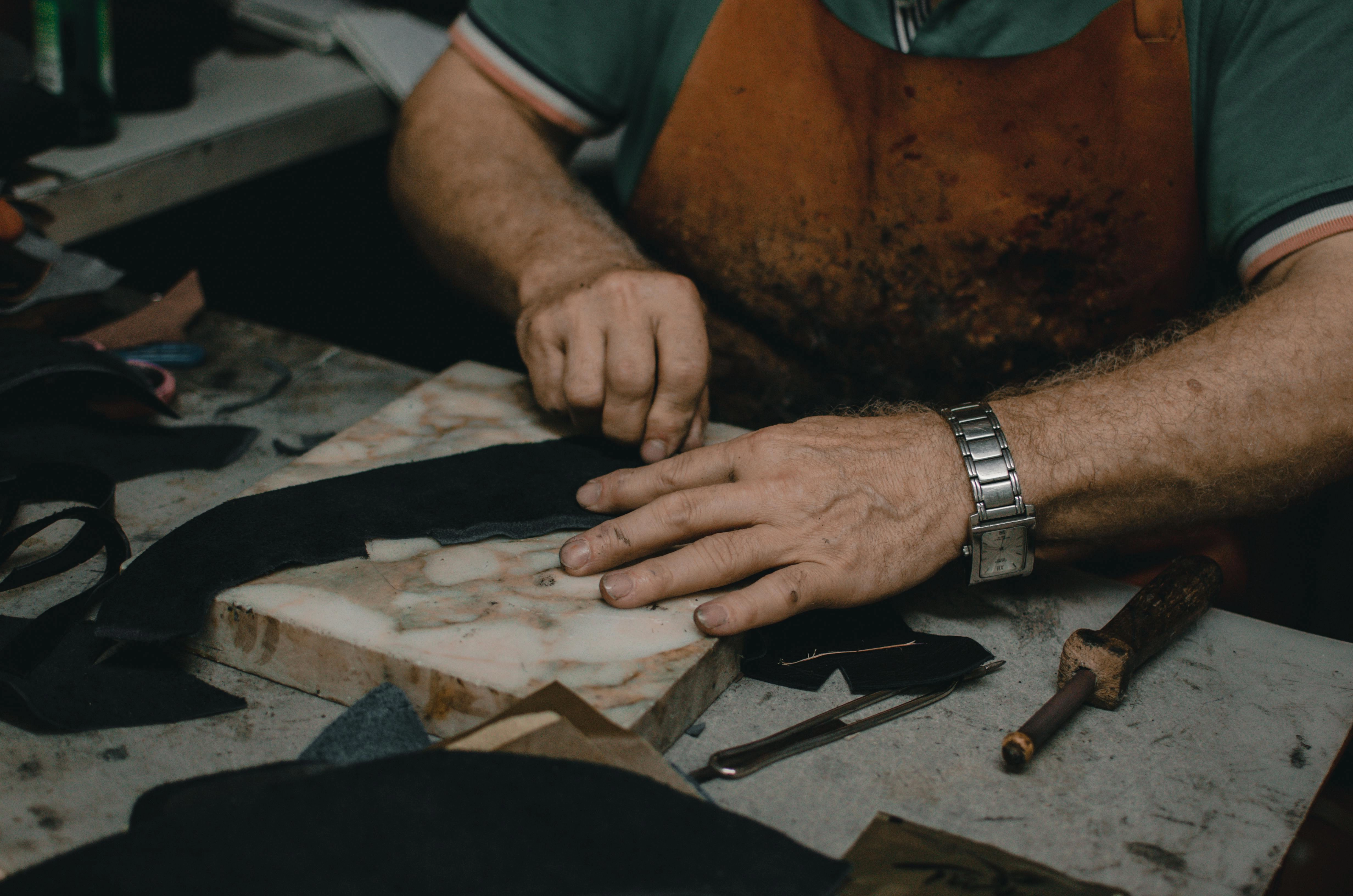 Craftsman Working with Leather