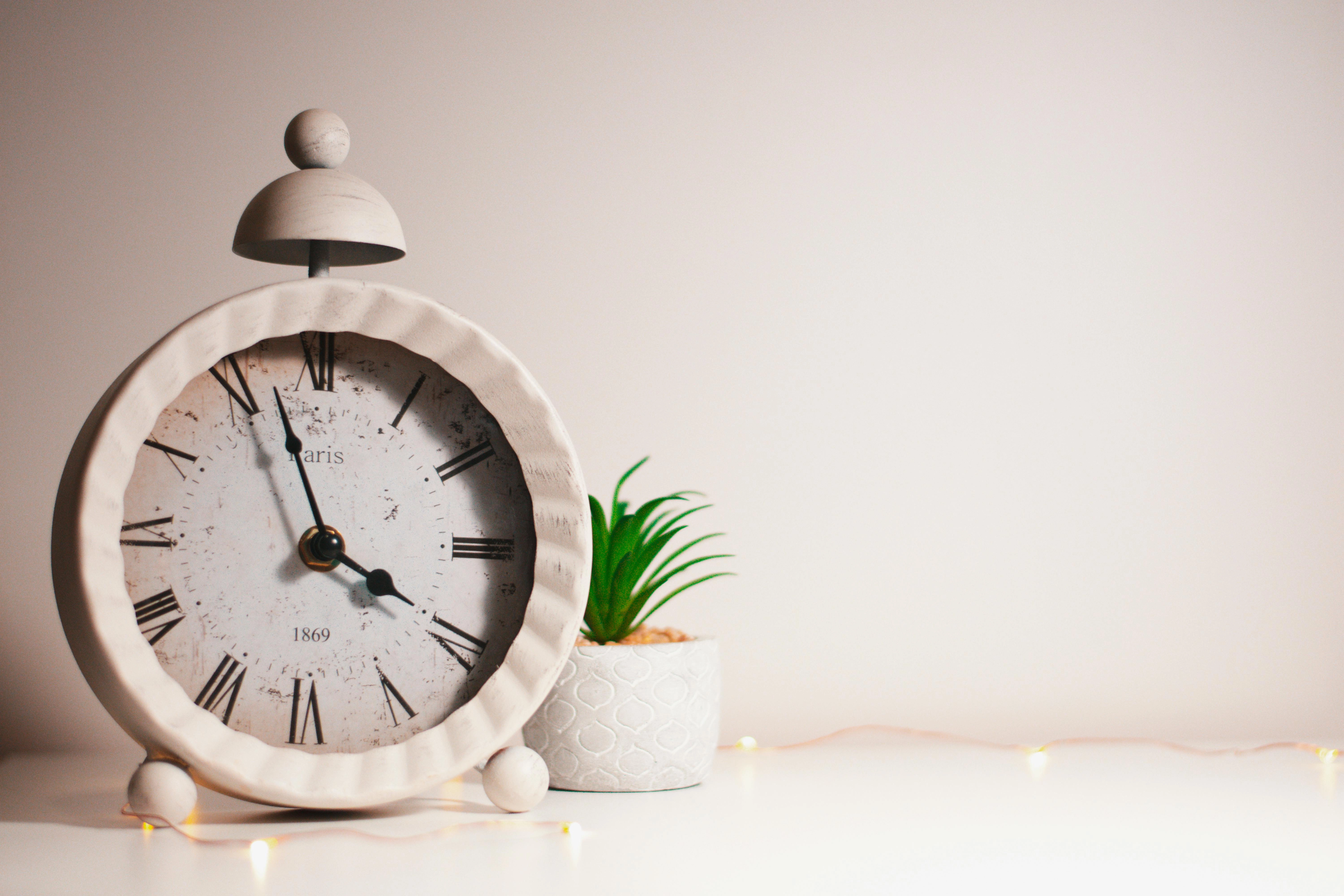 Vintage Clock and Plant Decor