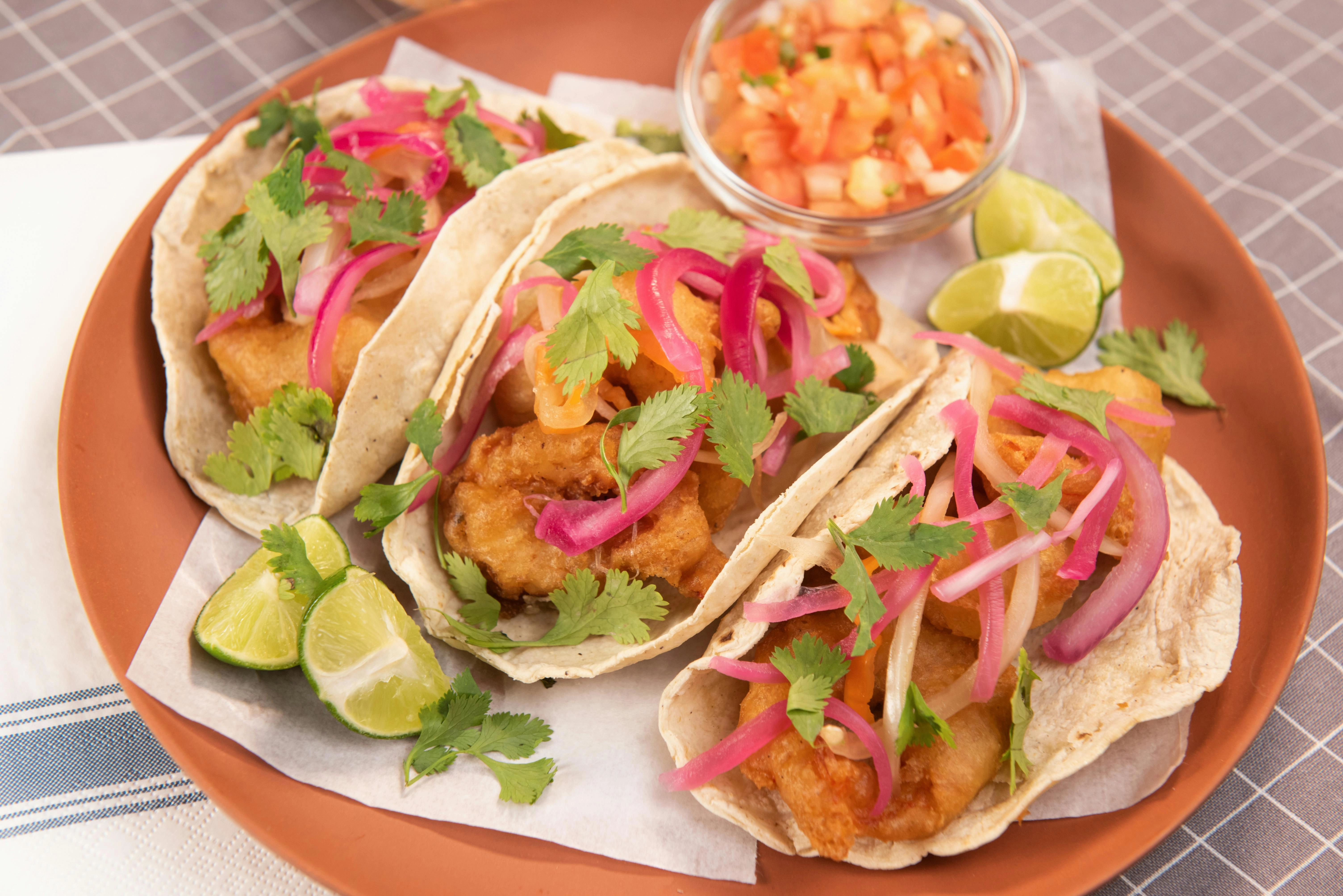 Colorful Fish Tacos Plate
