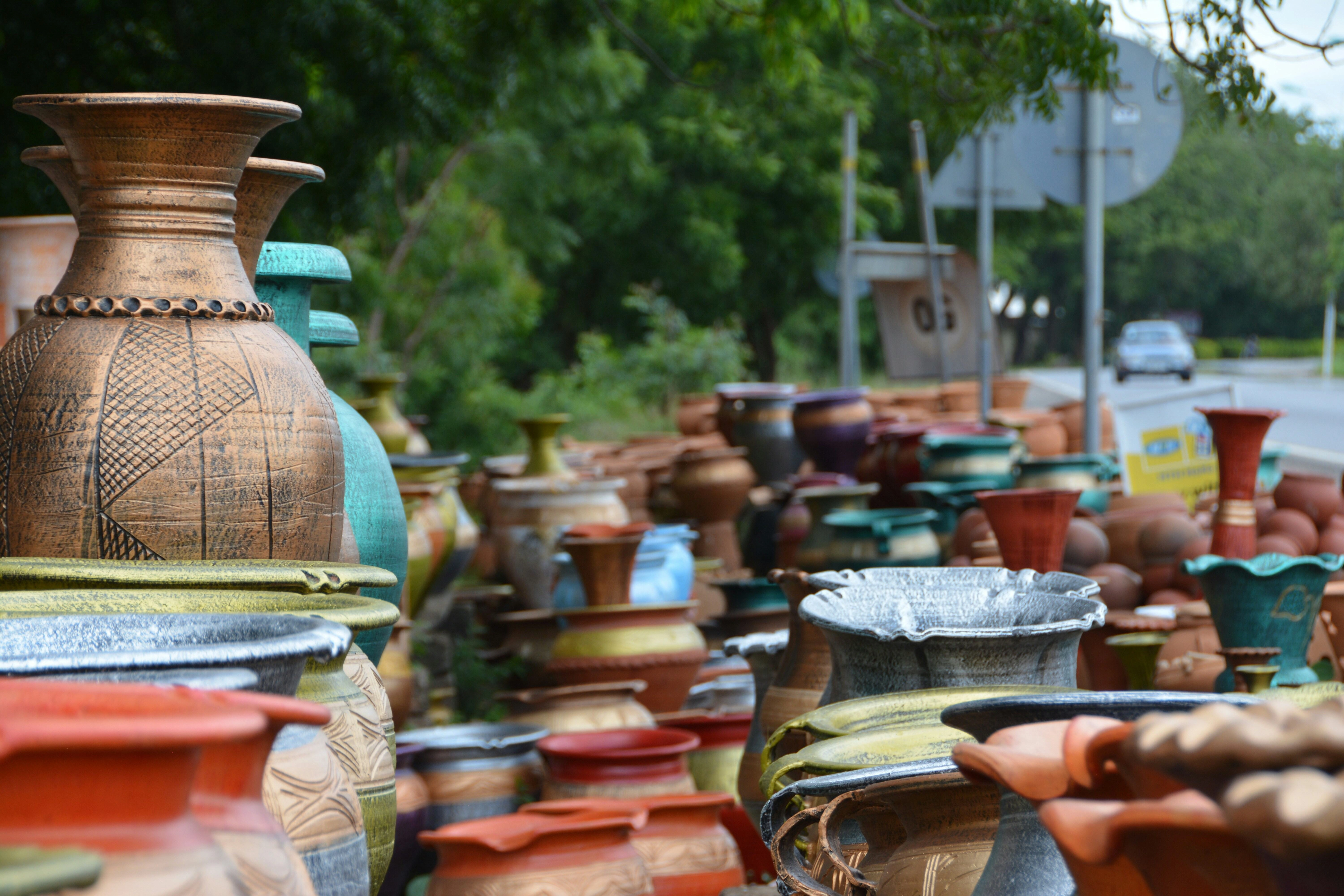 Colorful Pottery Market Display