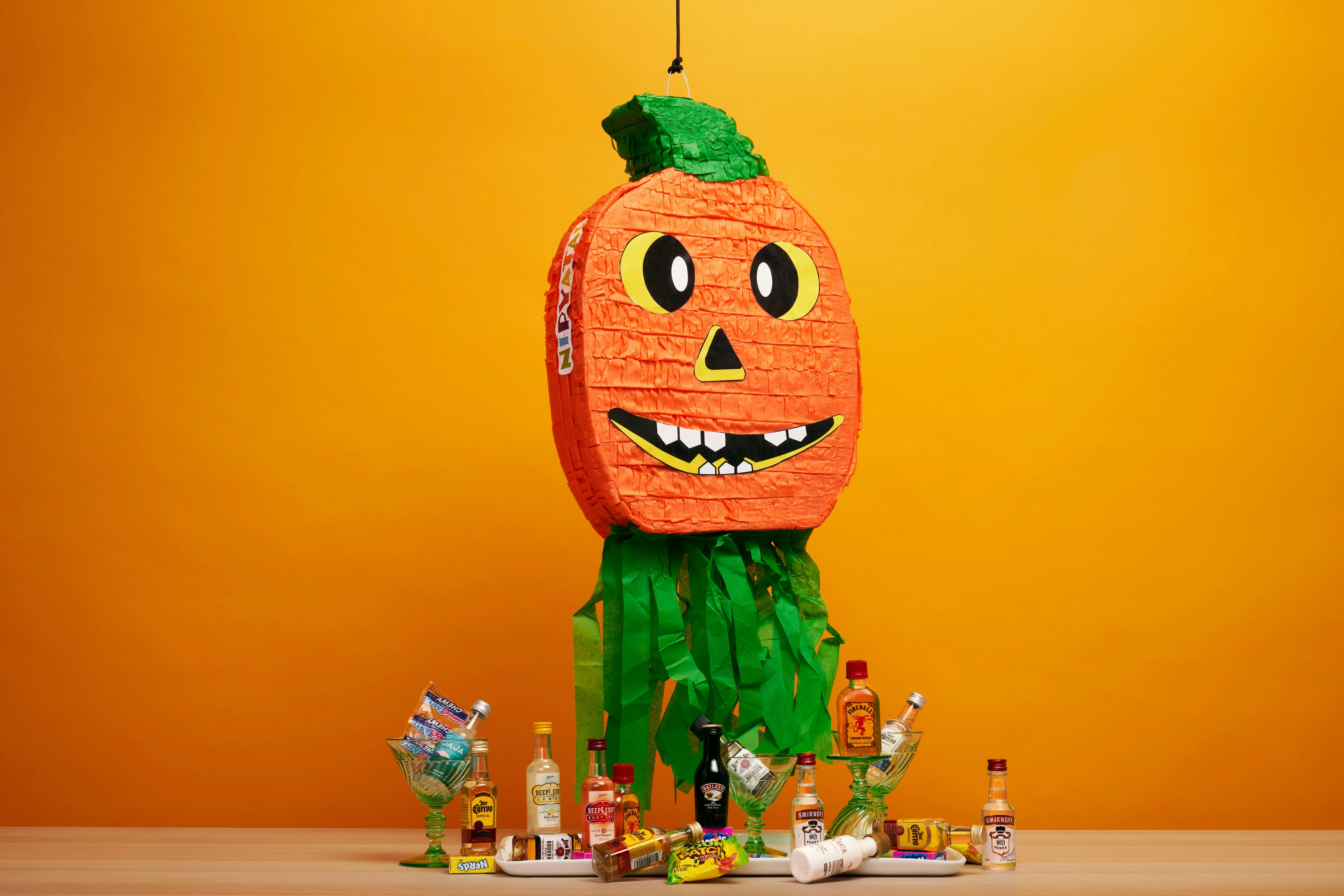 Festive Pumpkin Piñata with Liquor Festive Pumpkin Piñata with Liquor