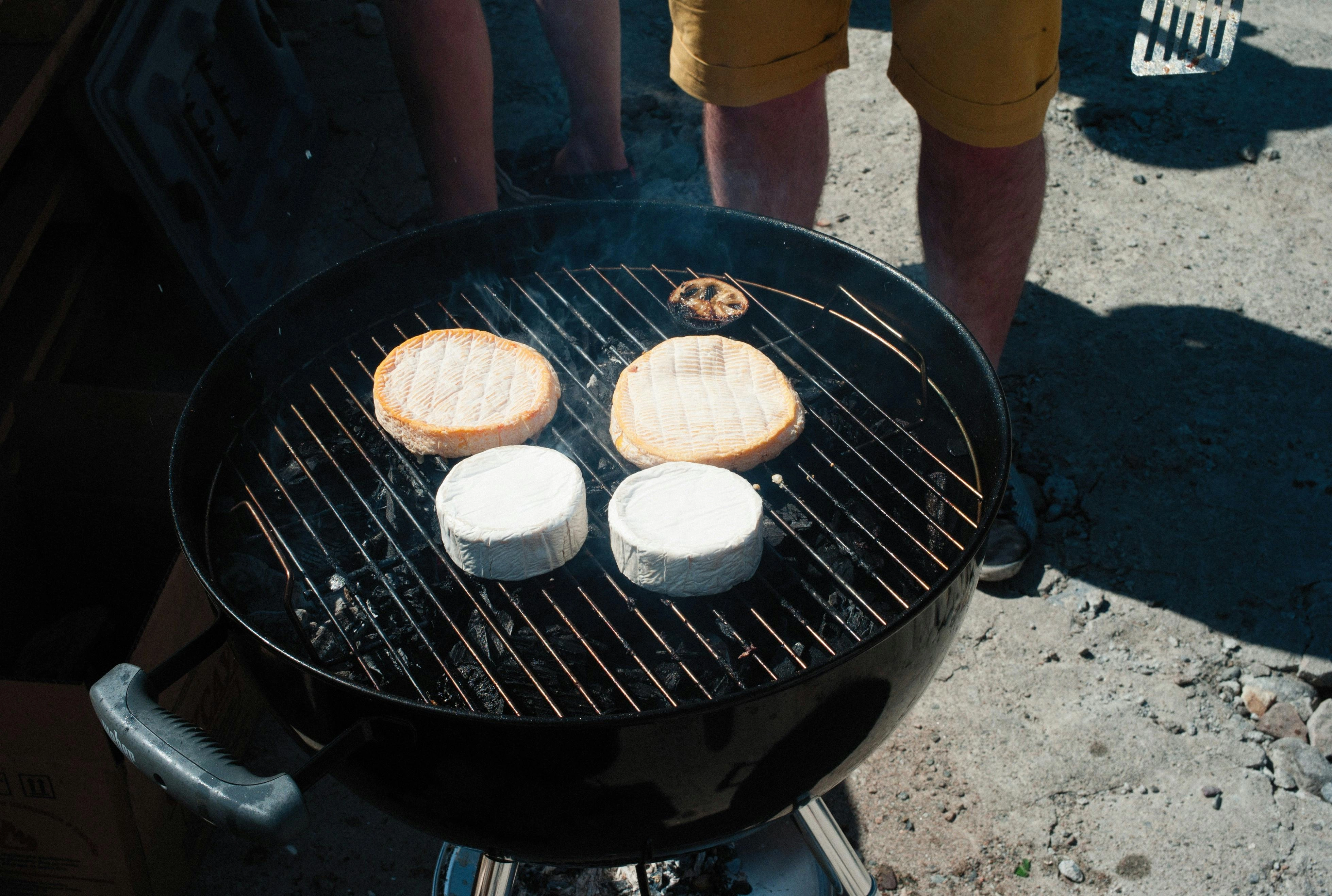 Grilling Cheese on Barbecue