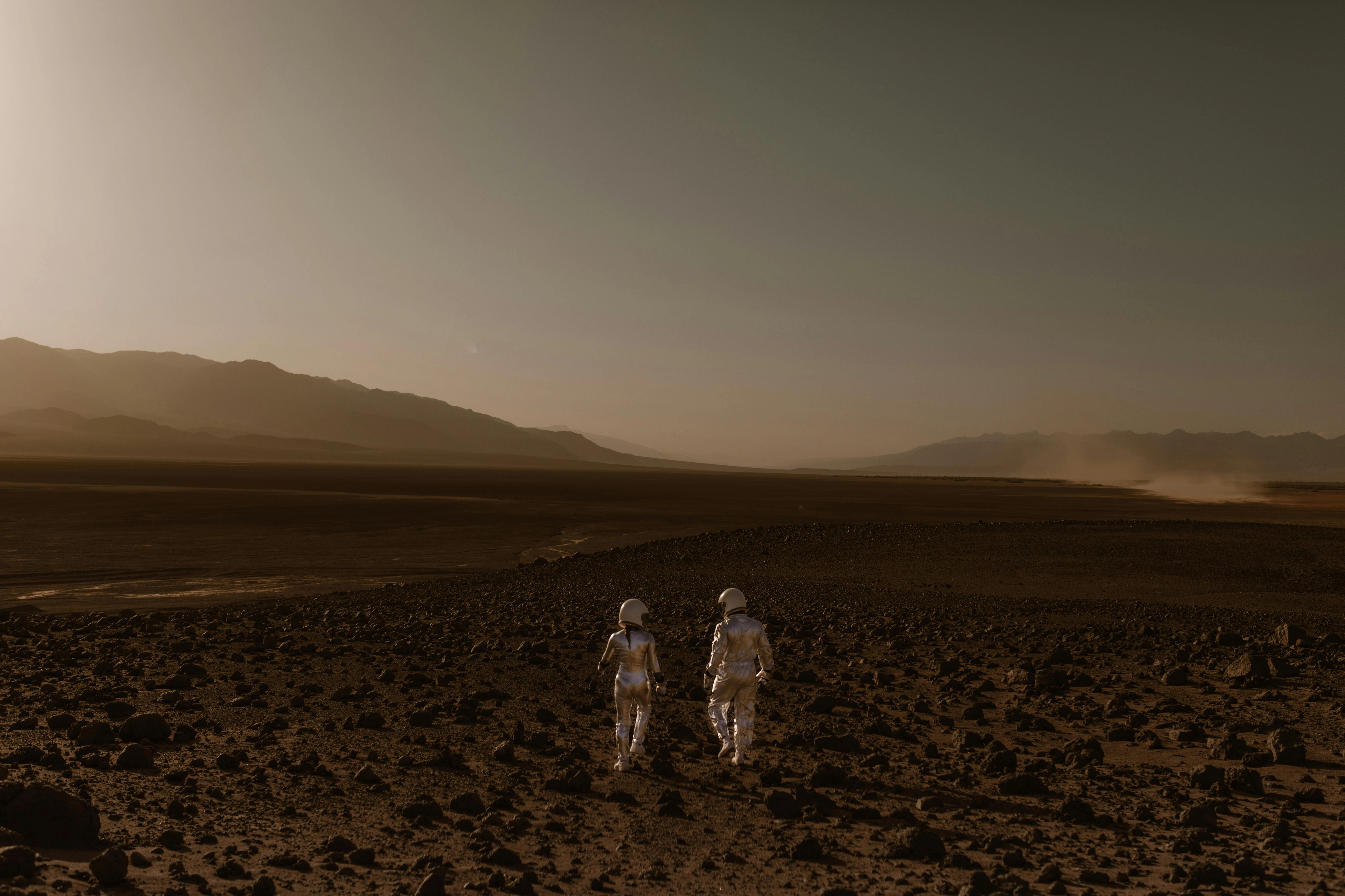 Astronauts Explore Alien Desert
