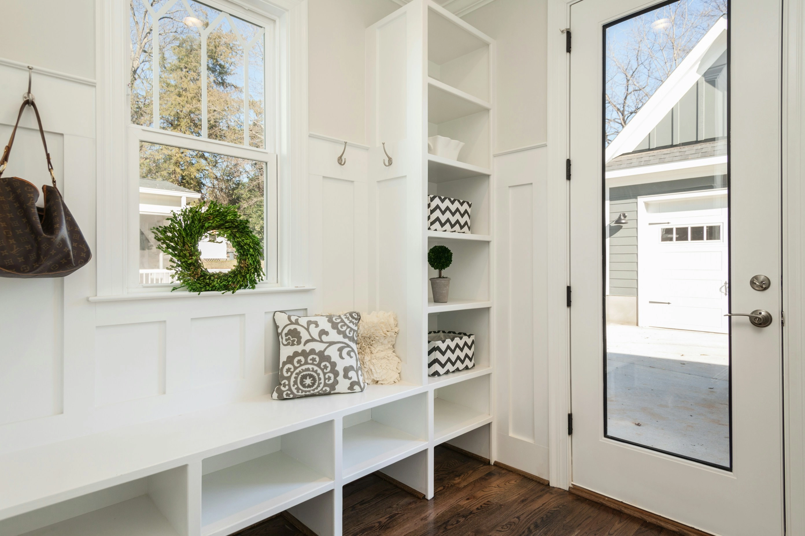 Bright White Entryway Storage Bright White Entryway Storage