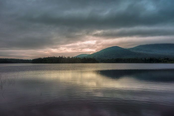 Misty Mountain Lake Reflection