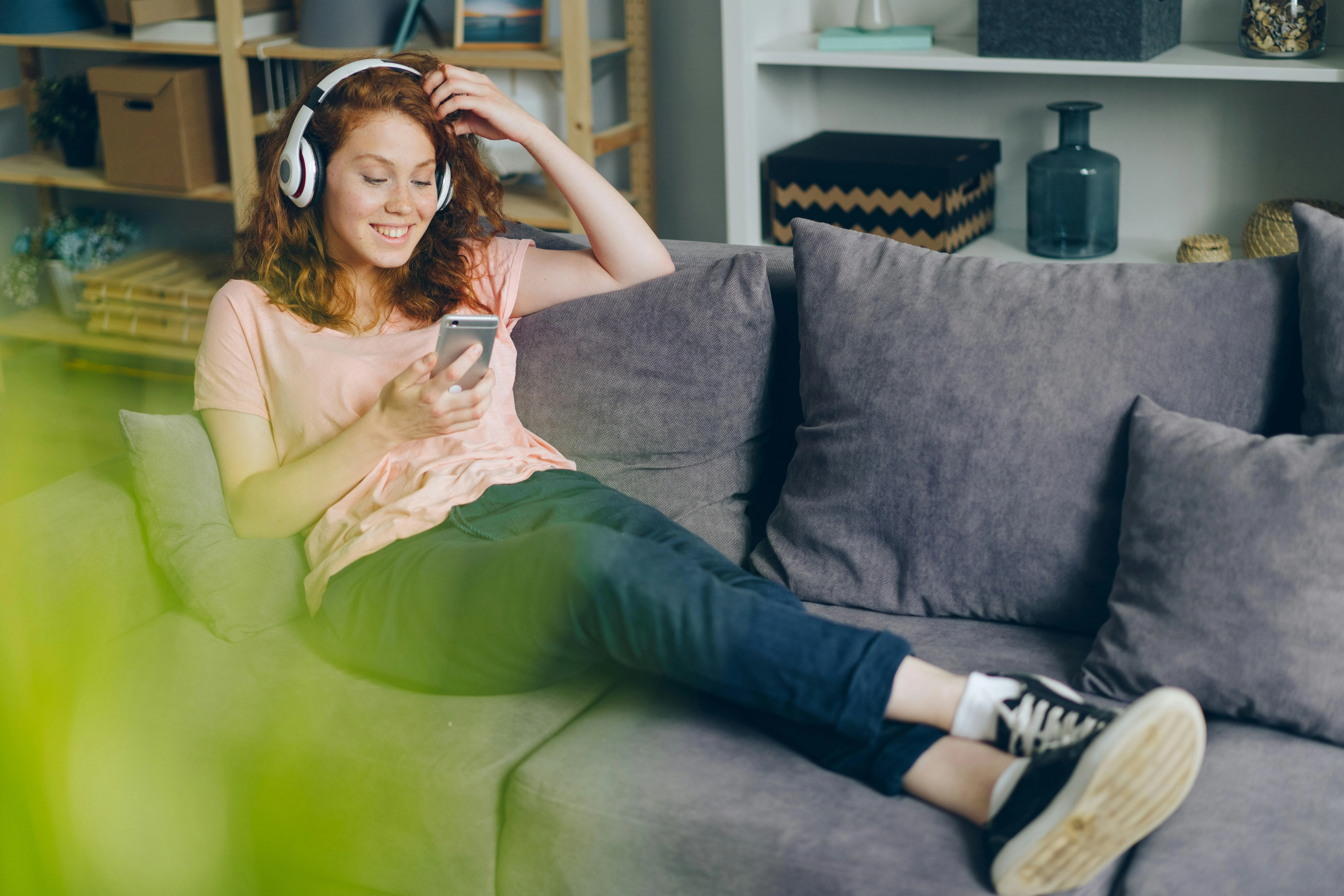 Relaxed Music Listener at Home