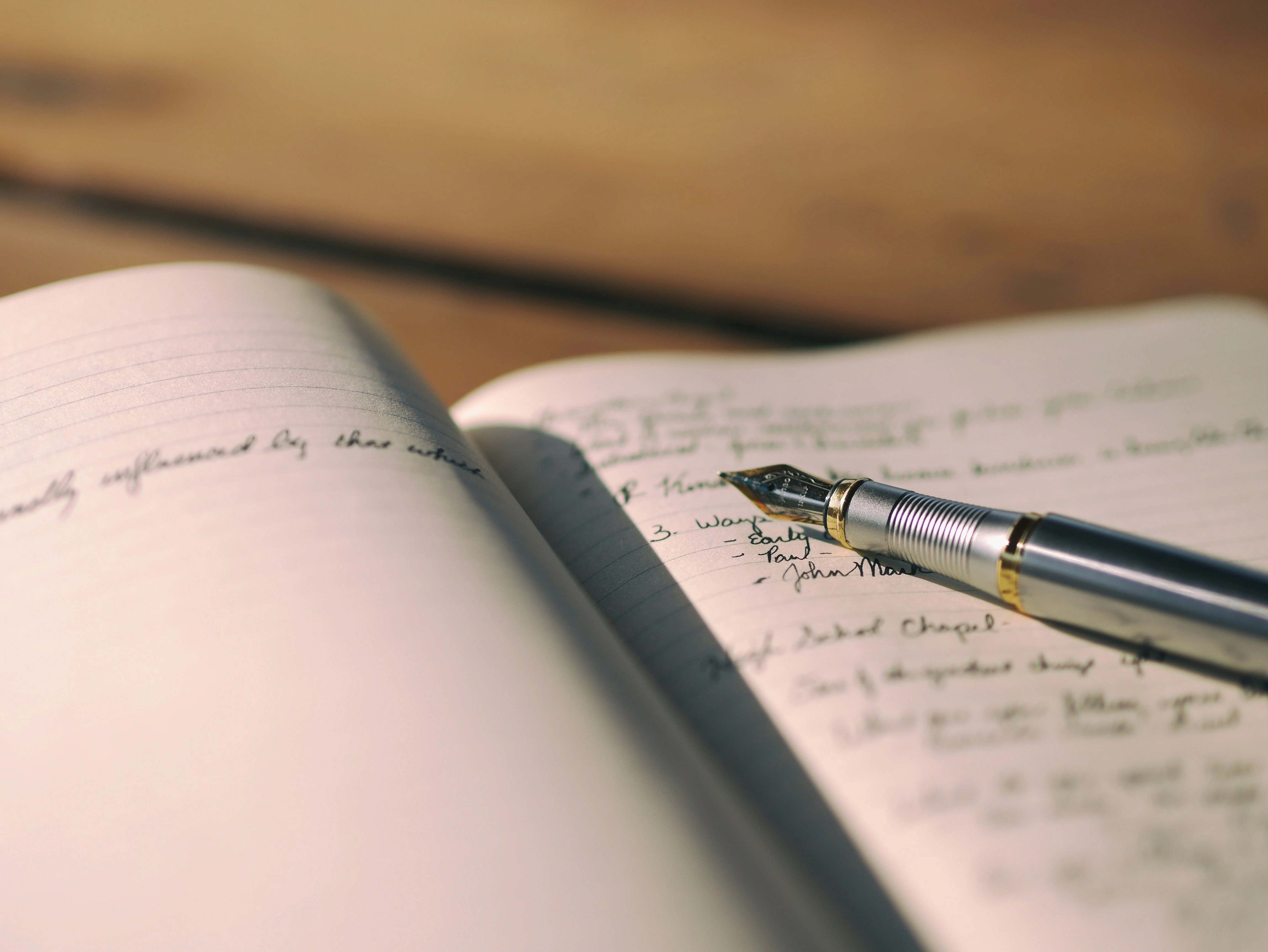 Fountain pen on notebook