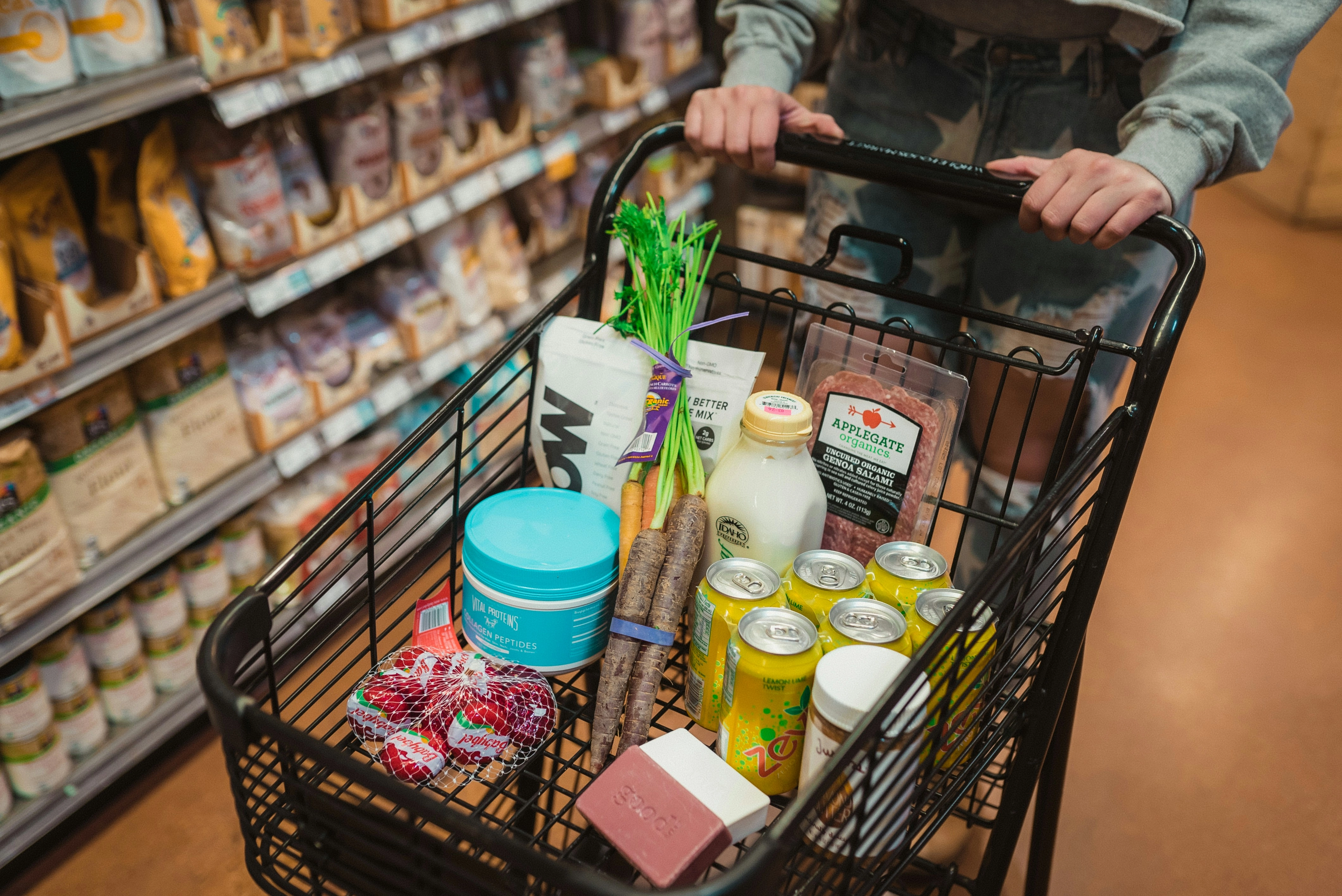 Healthy grocery shopping cart