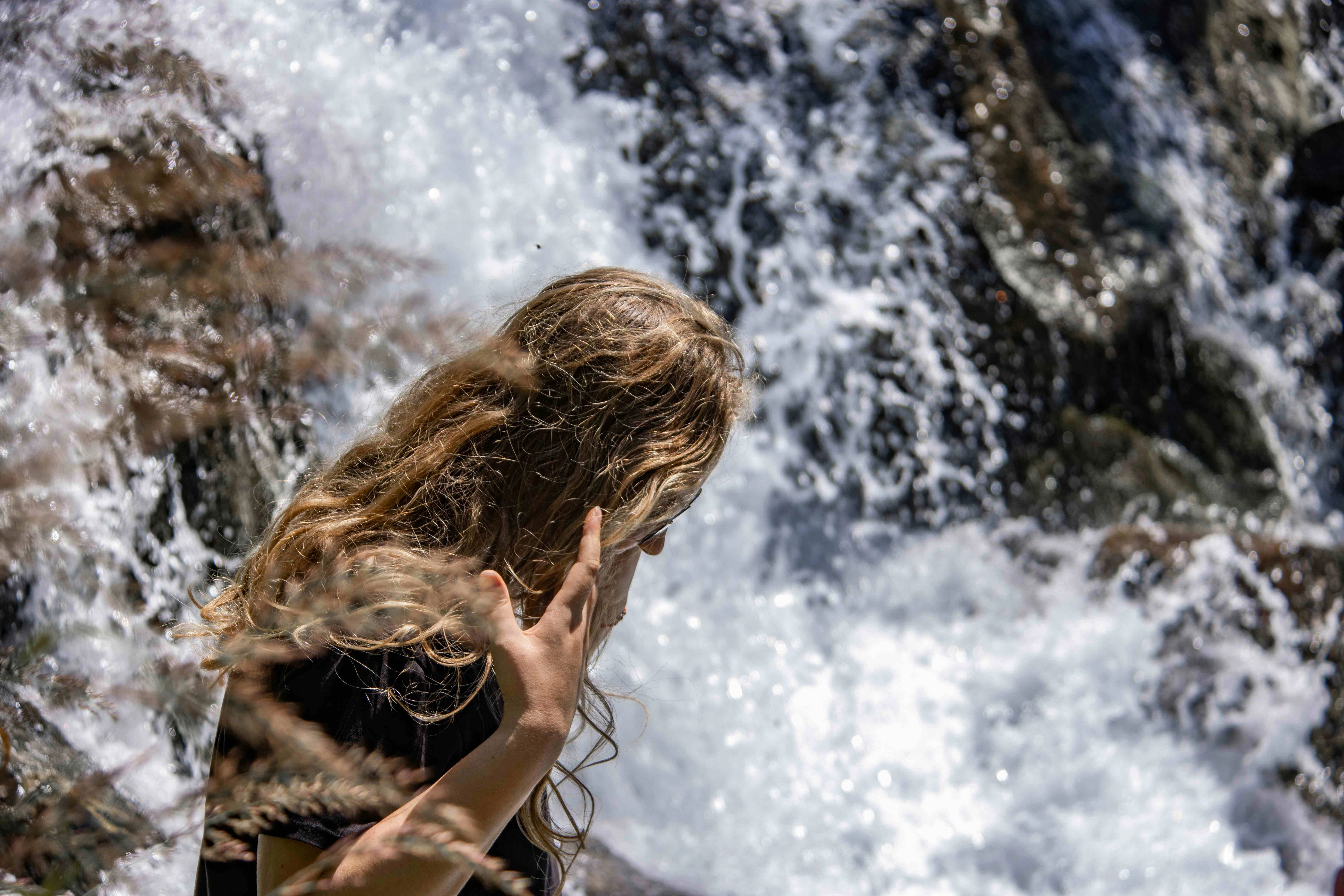 Waterfall splash on hair Waterfall splash on hair