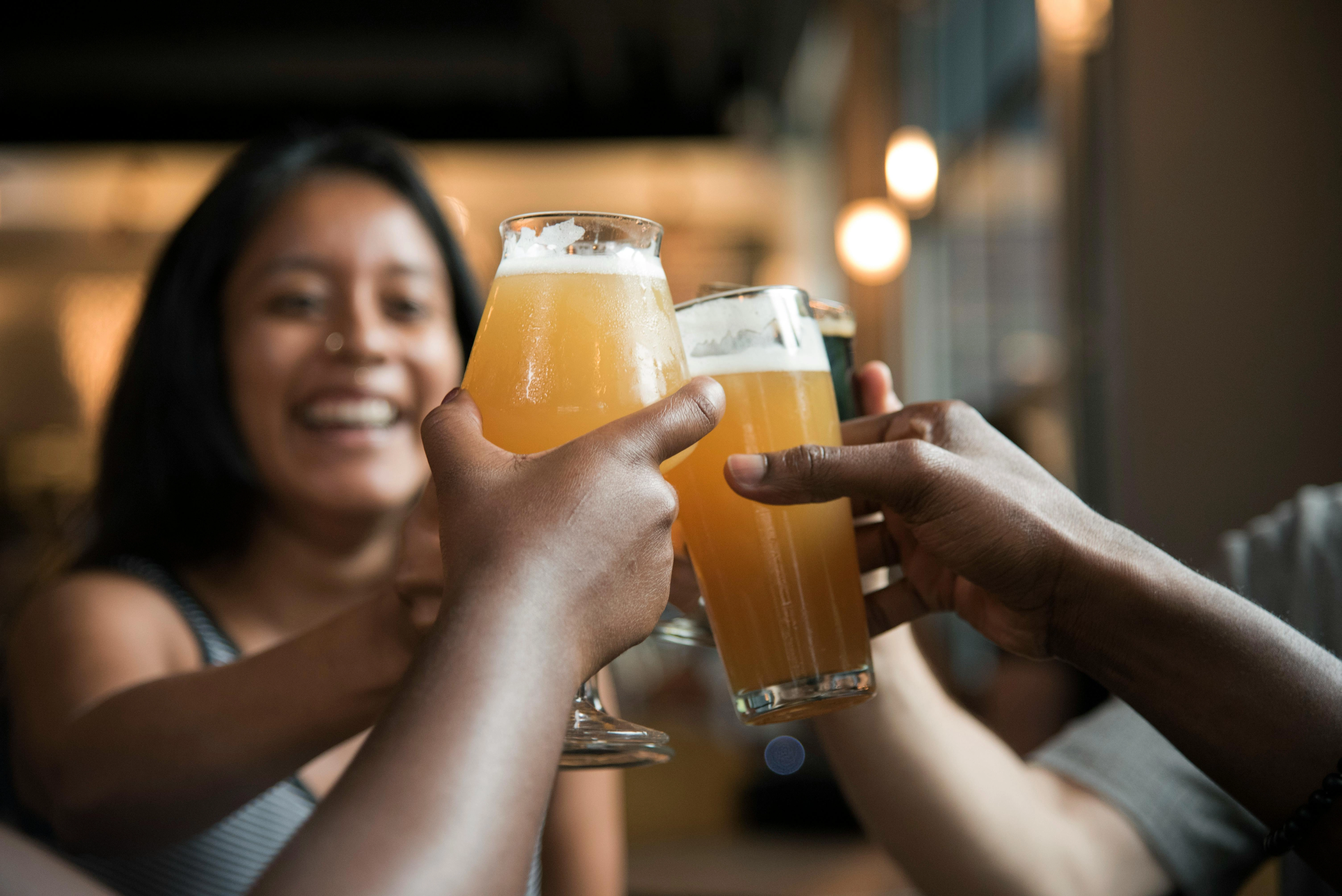 Celebratory Beer Toast Moment