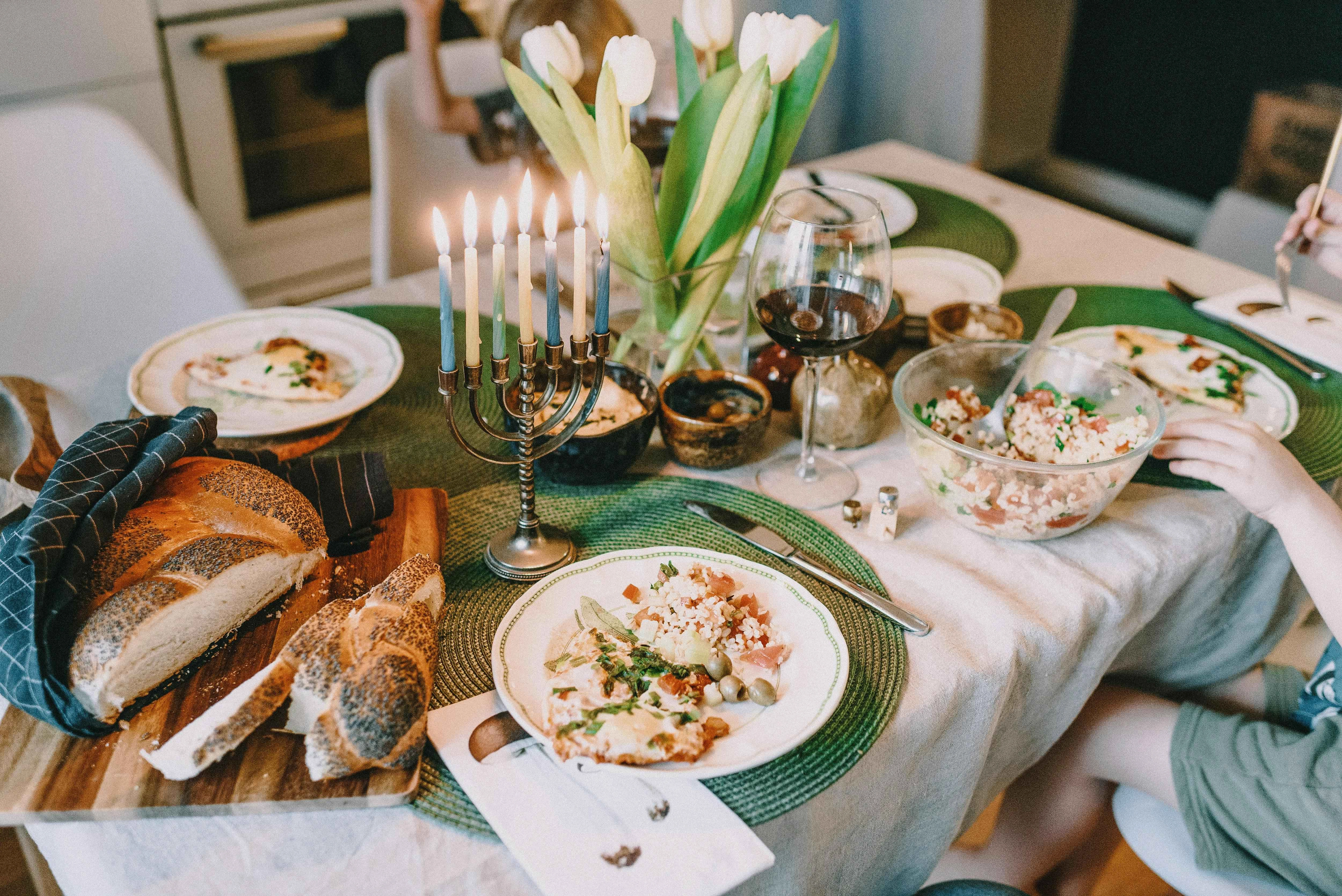 Festive Hanukkah Dinner Table Festive Hanukkah Dinner Table
