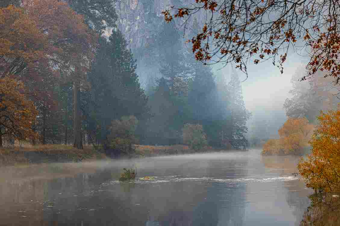 Misty Autumn River Reflection Misty Autumn River Reflection
