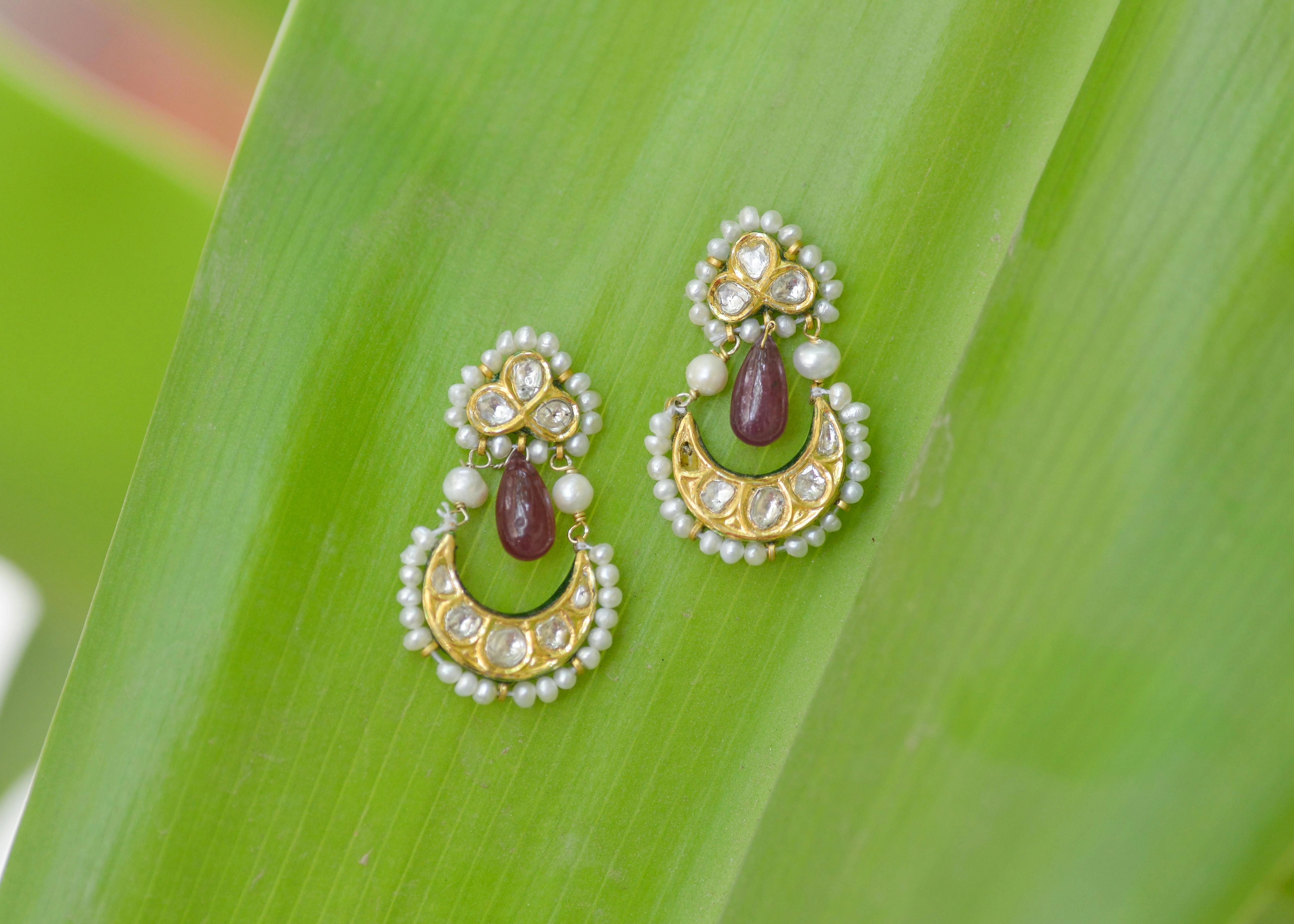 Ornate Gold Pearl Earrings
