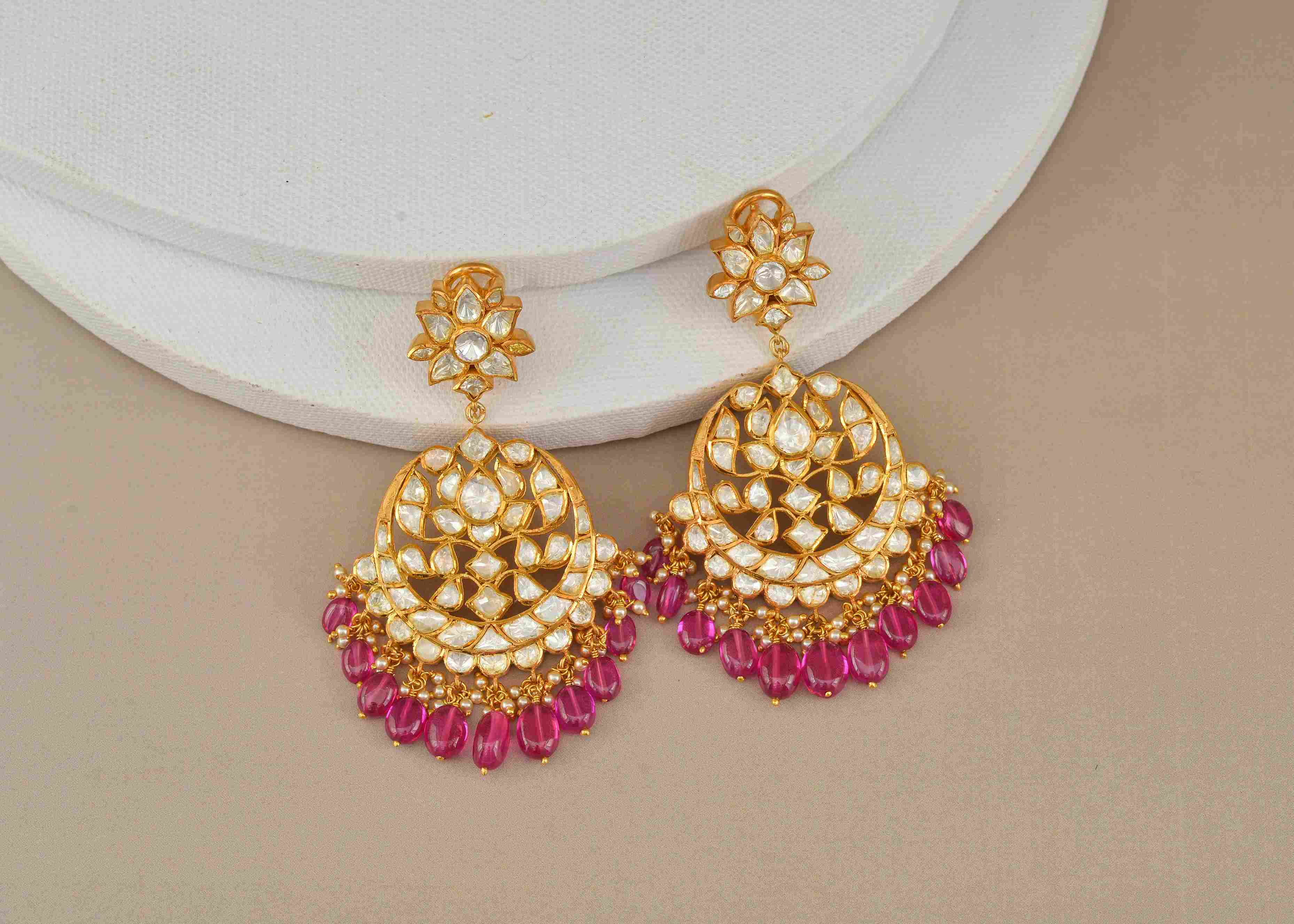 Ornate Gold Ruby Earrings