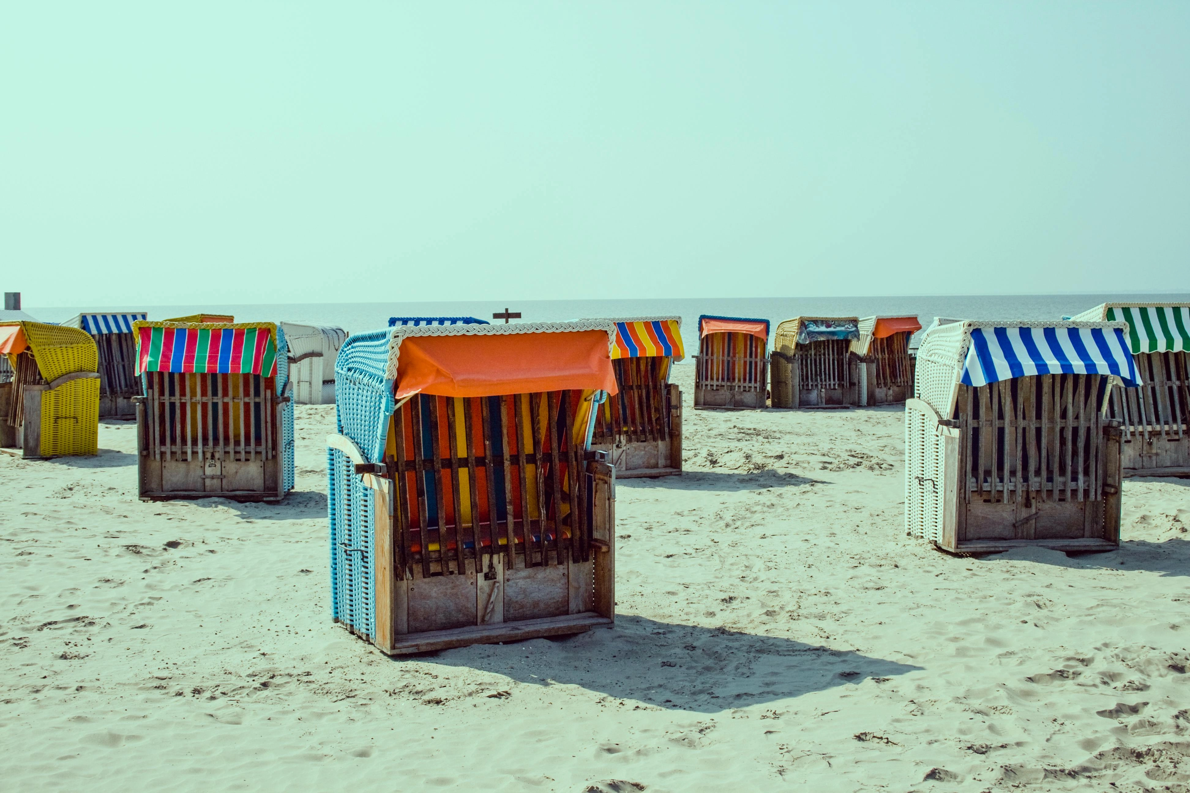 Colorful Beach Chairs Lineup Colorful Beach Chairs Lineup