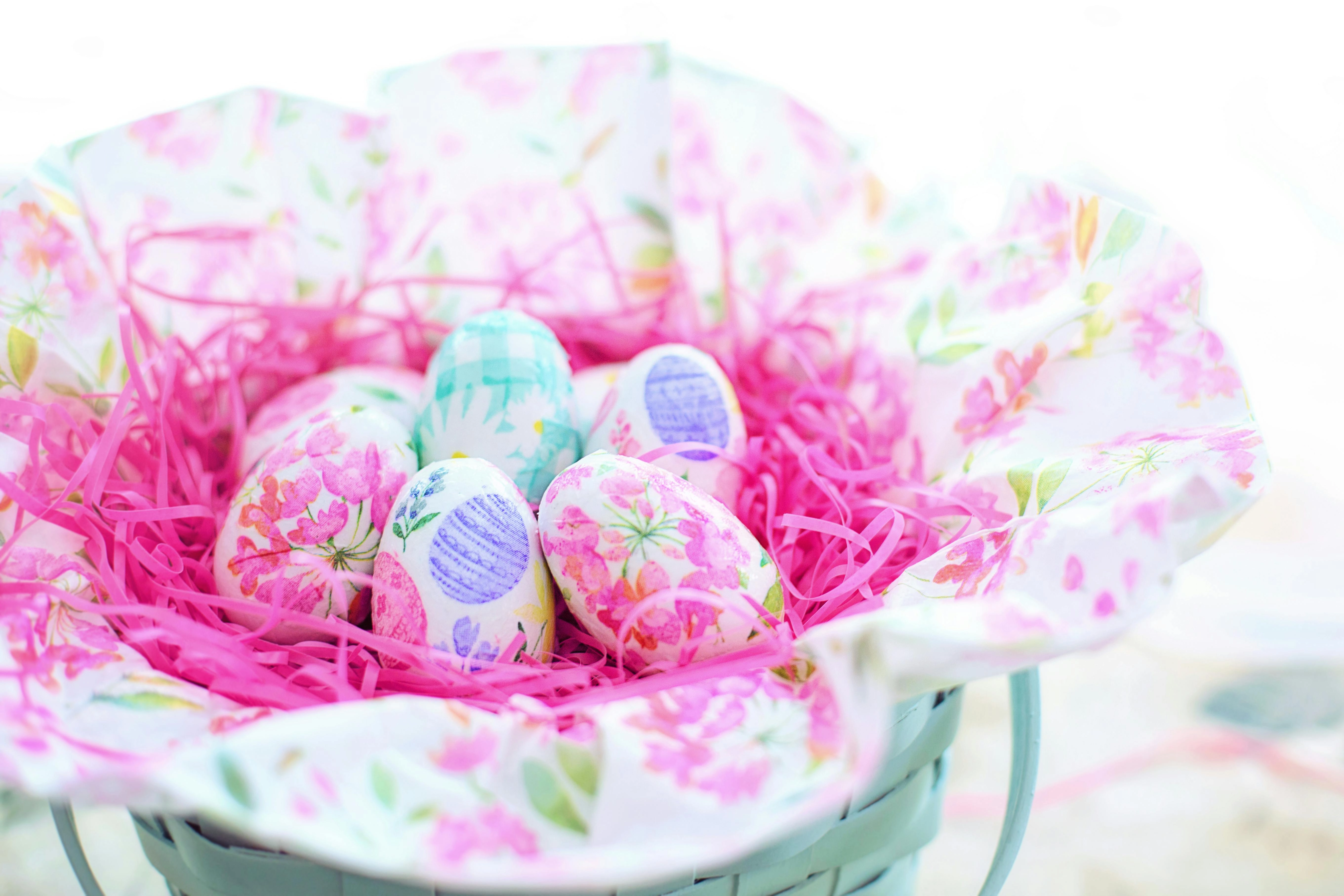 Floral Easter Eggs Basket Floral Easter Eggs Basket