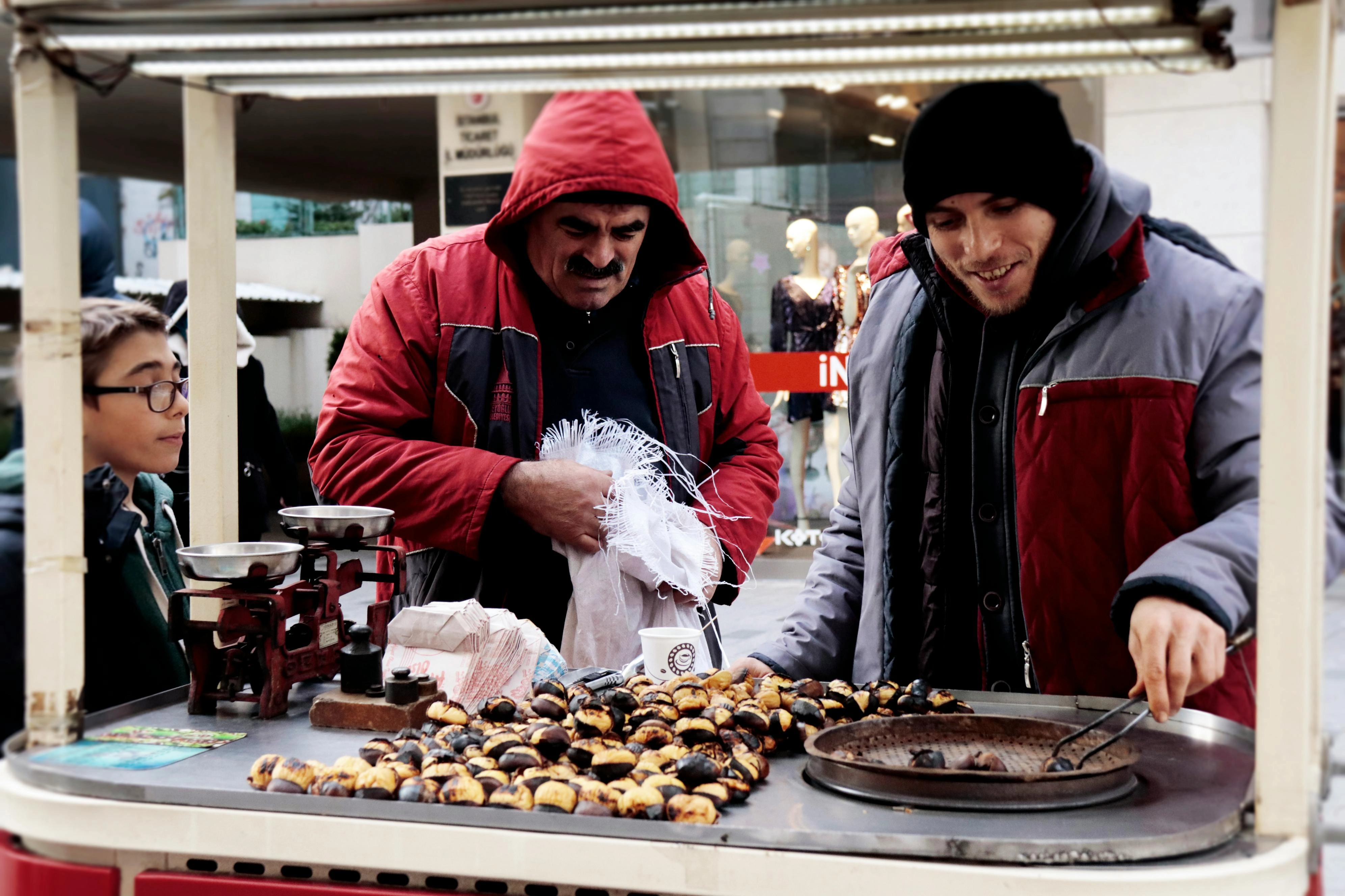 Street Vendors Selling Roasted Chestnuts