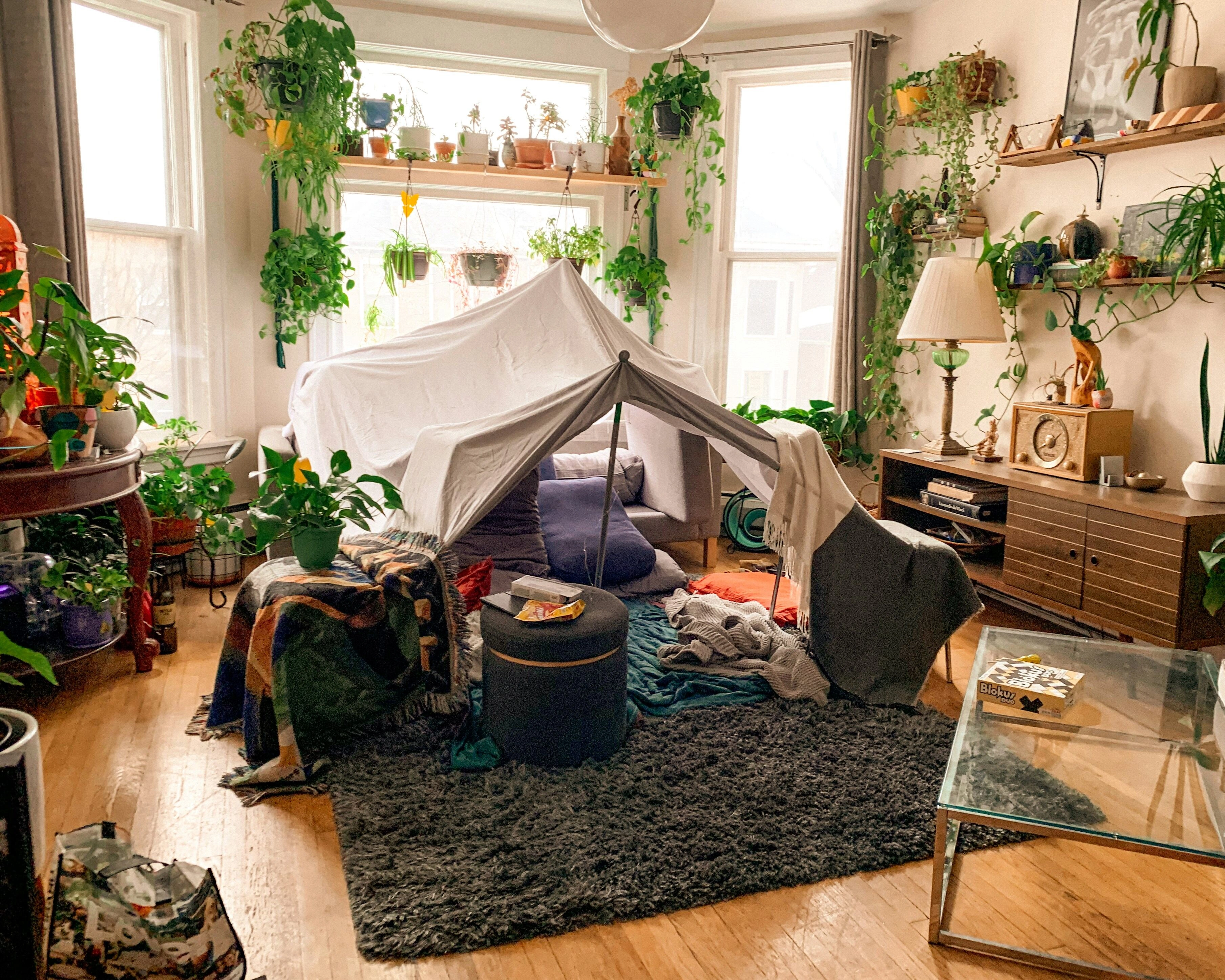 Bohemian Plant-Filled Indoor Tent