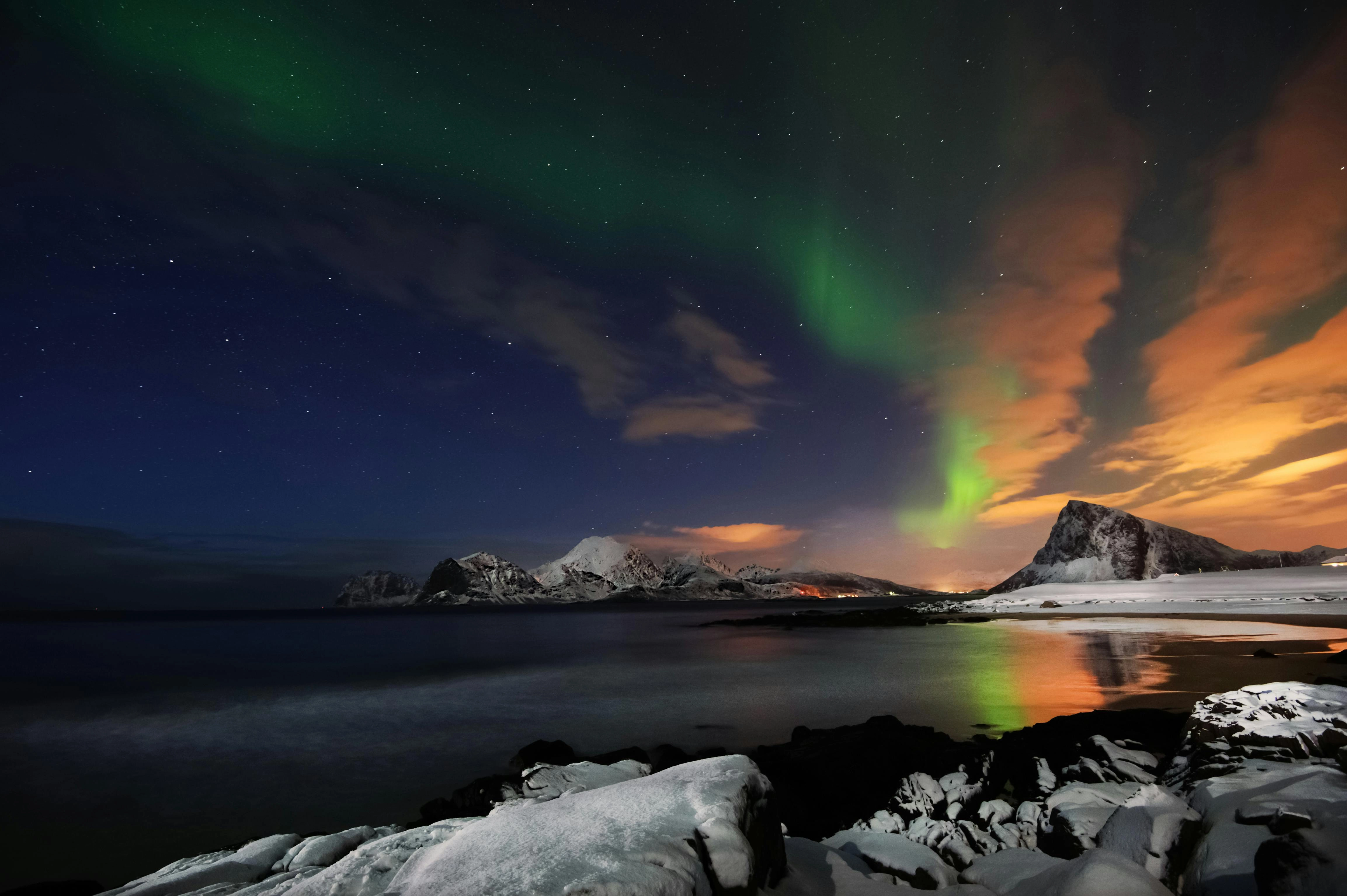 Aurora over Arctic Mountains