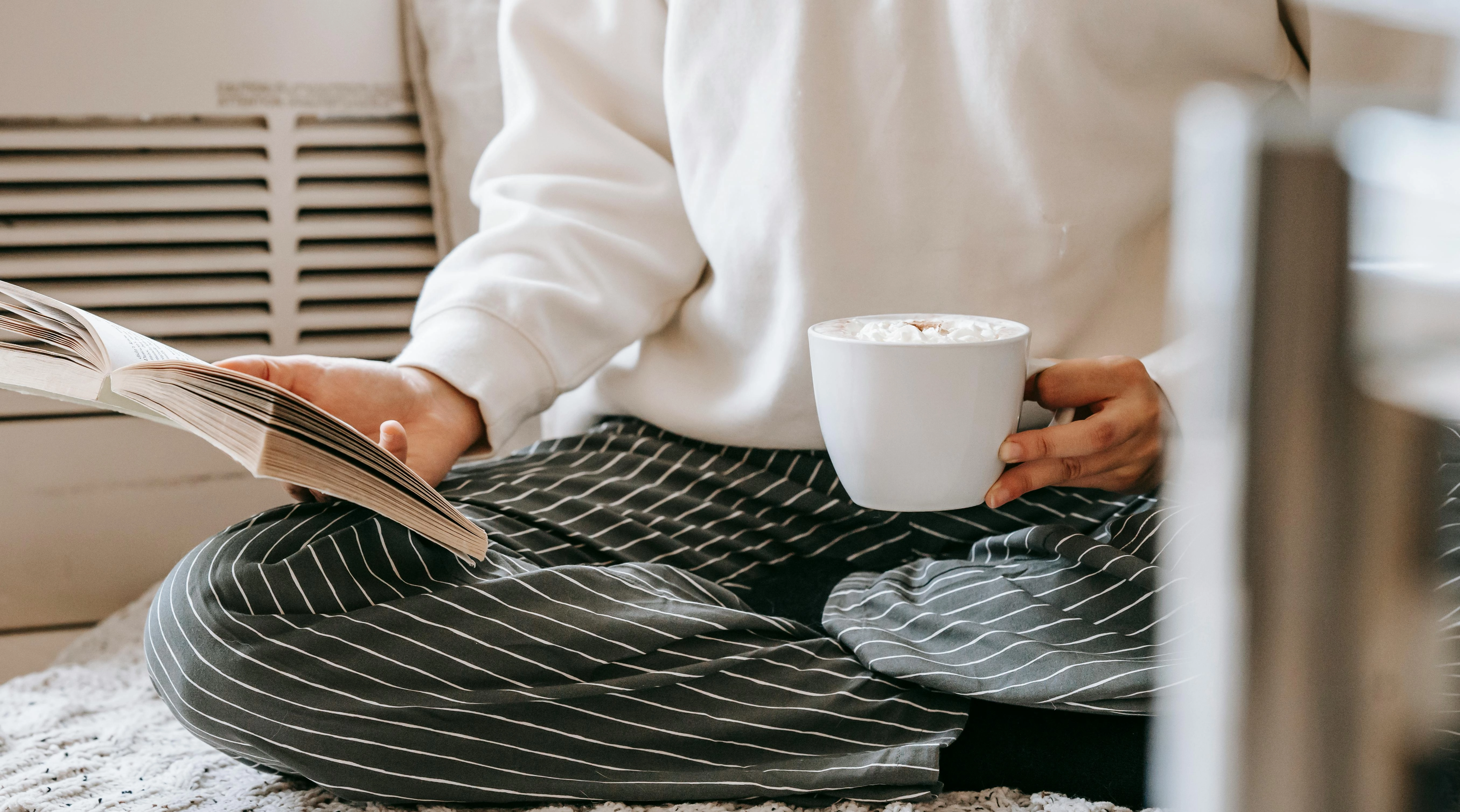 Cozy reading with coffee