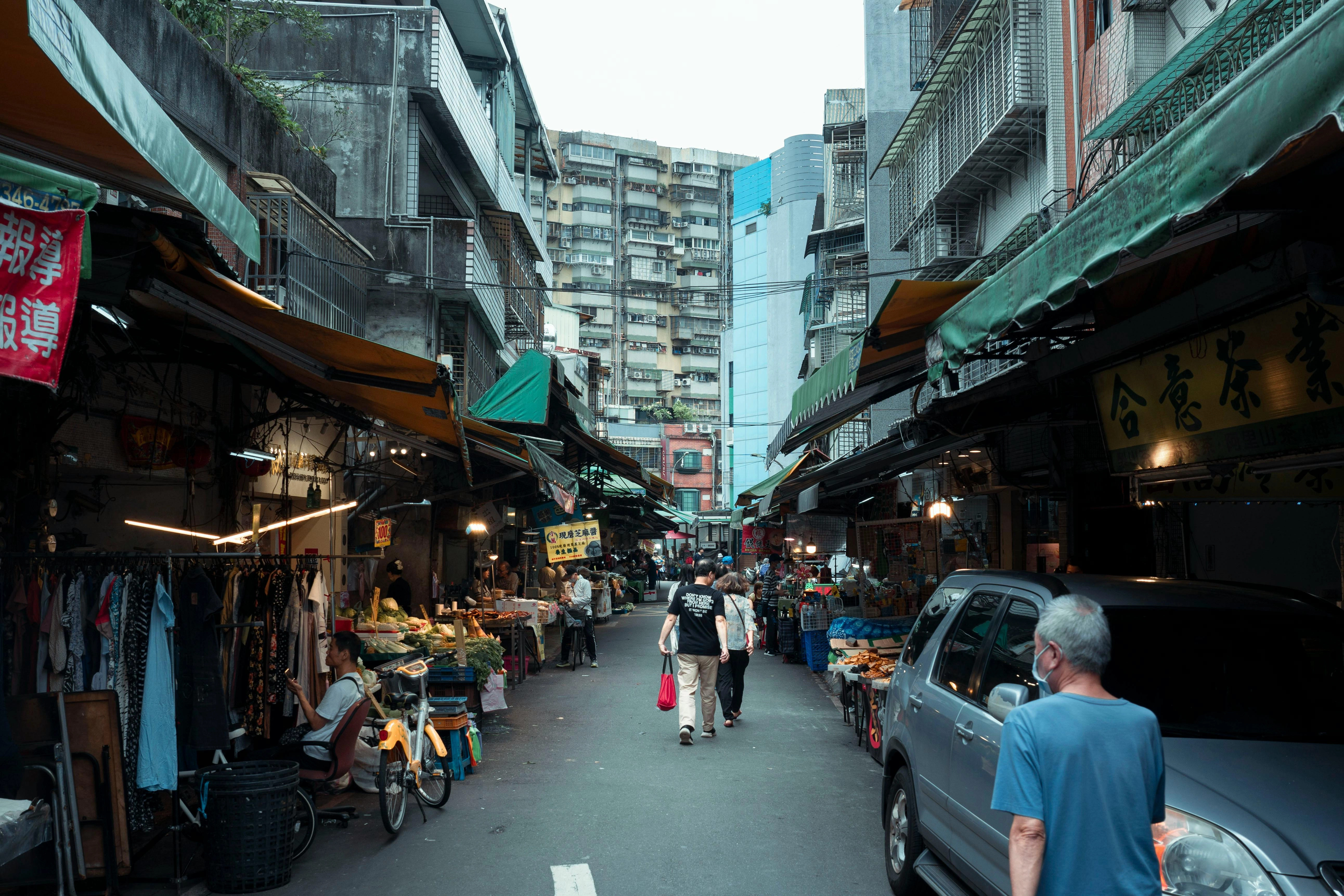 Bustling Asian Market Street