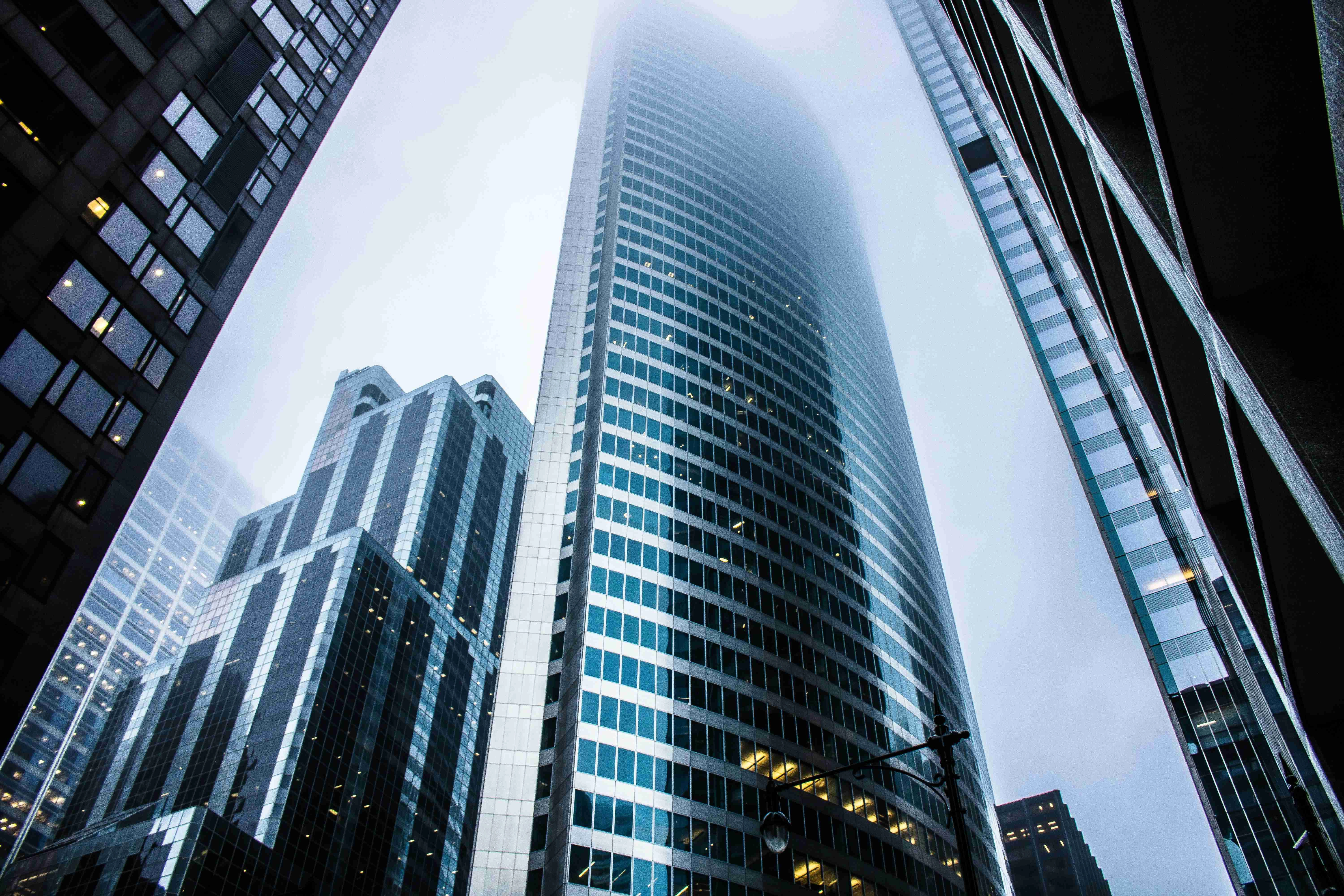 Foggy Urban Skyscraper Canyon Foggy Urban Skyscraper Canyon