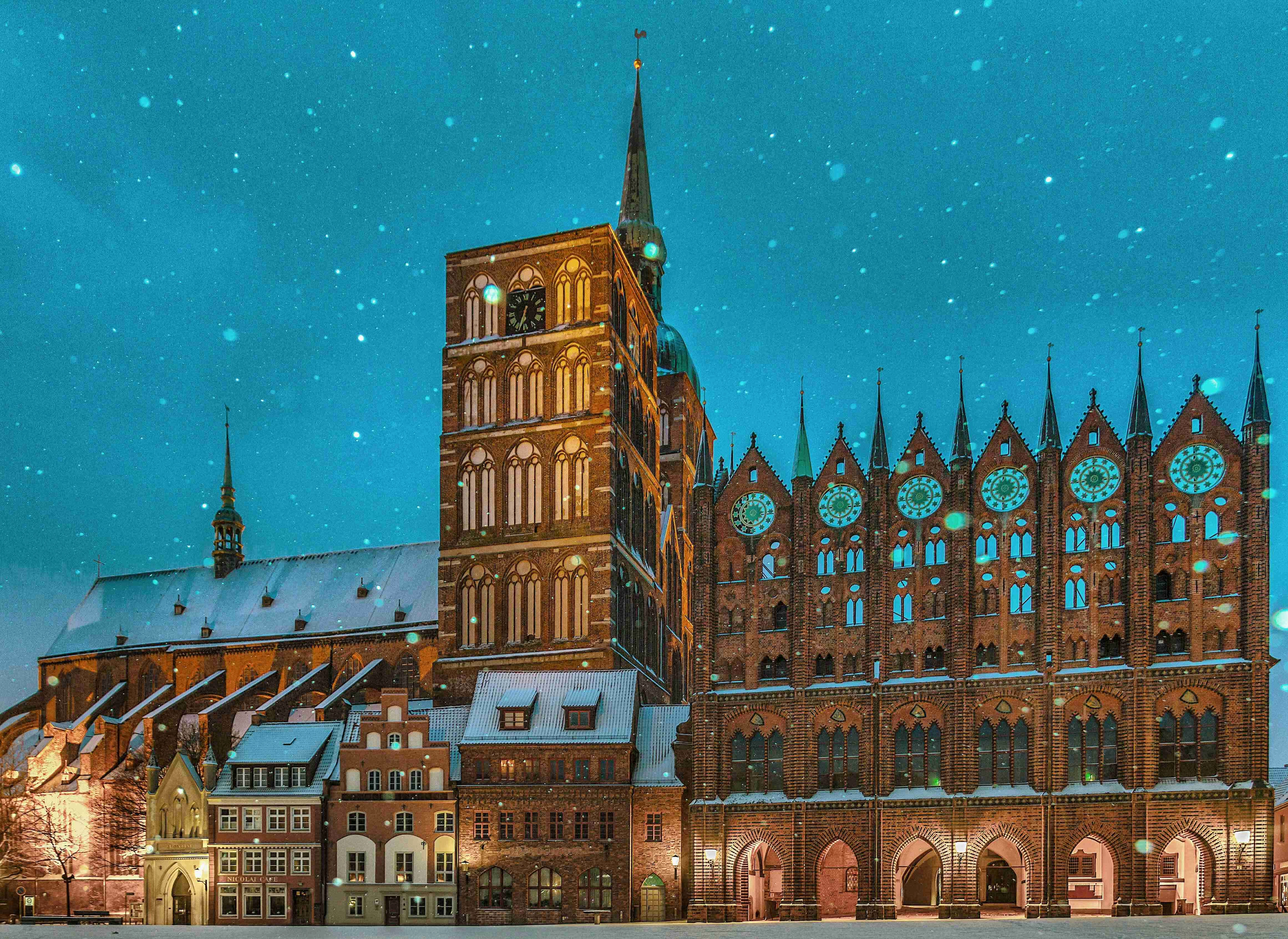 Snowy Gothic Cathedral Night Snowy Gothic Cathedral Night
